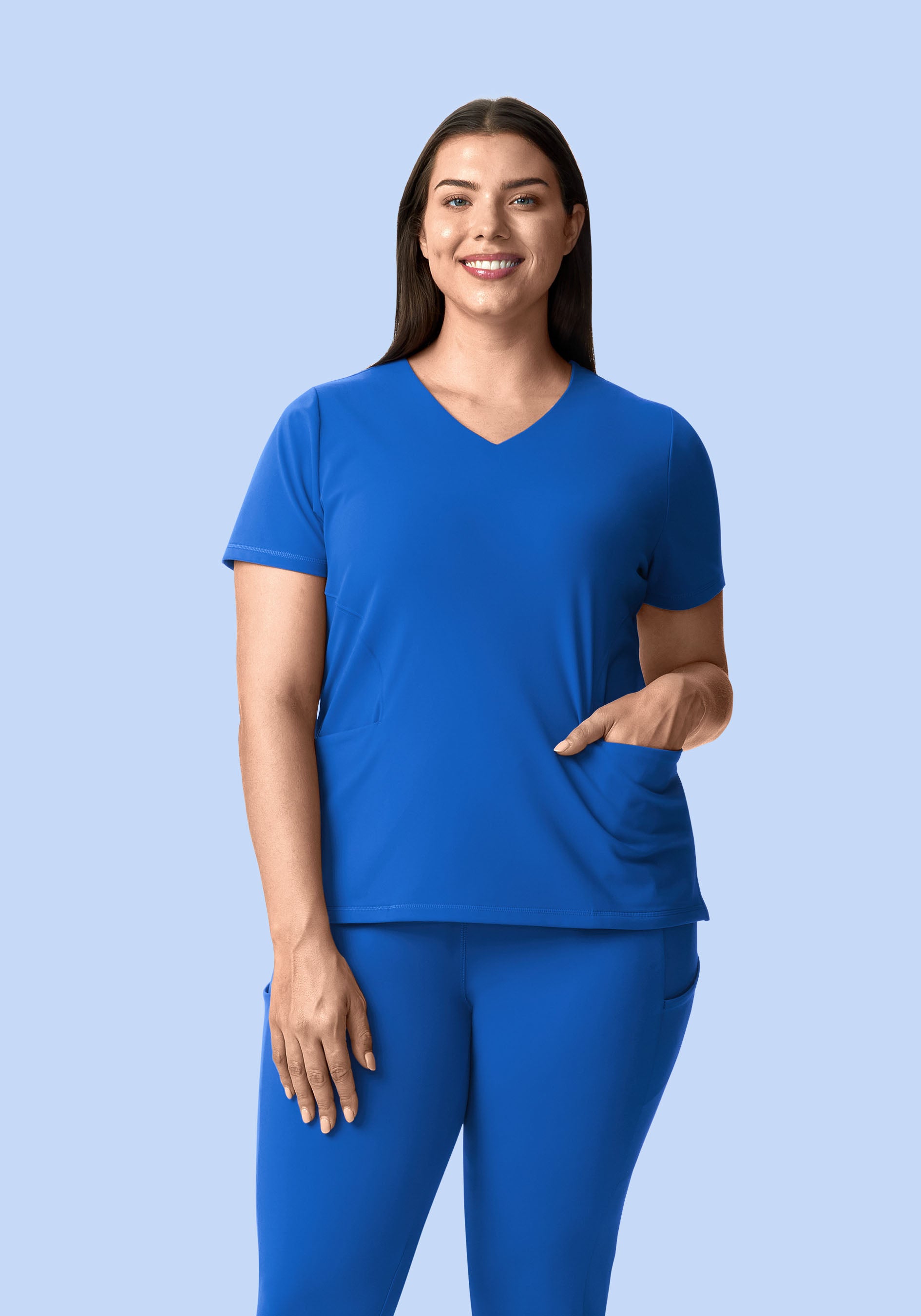 Soft Stretch V-Neck Top Royal Blue