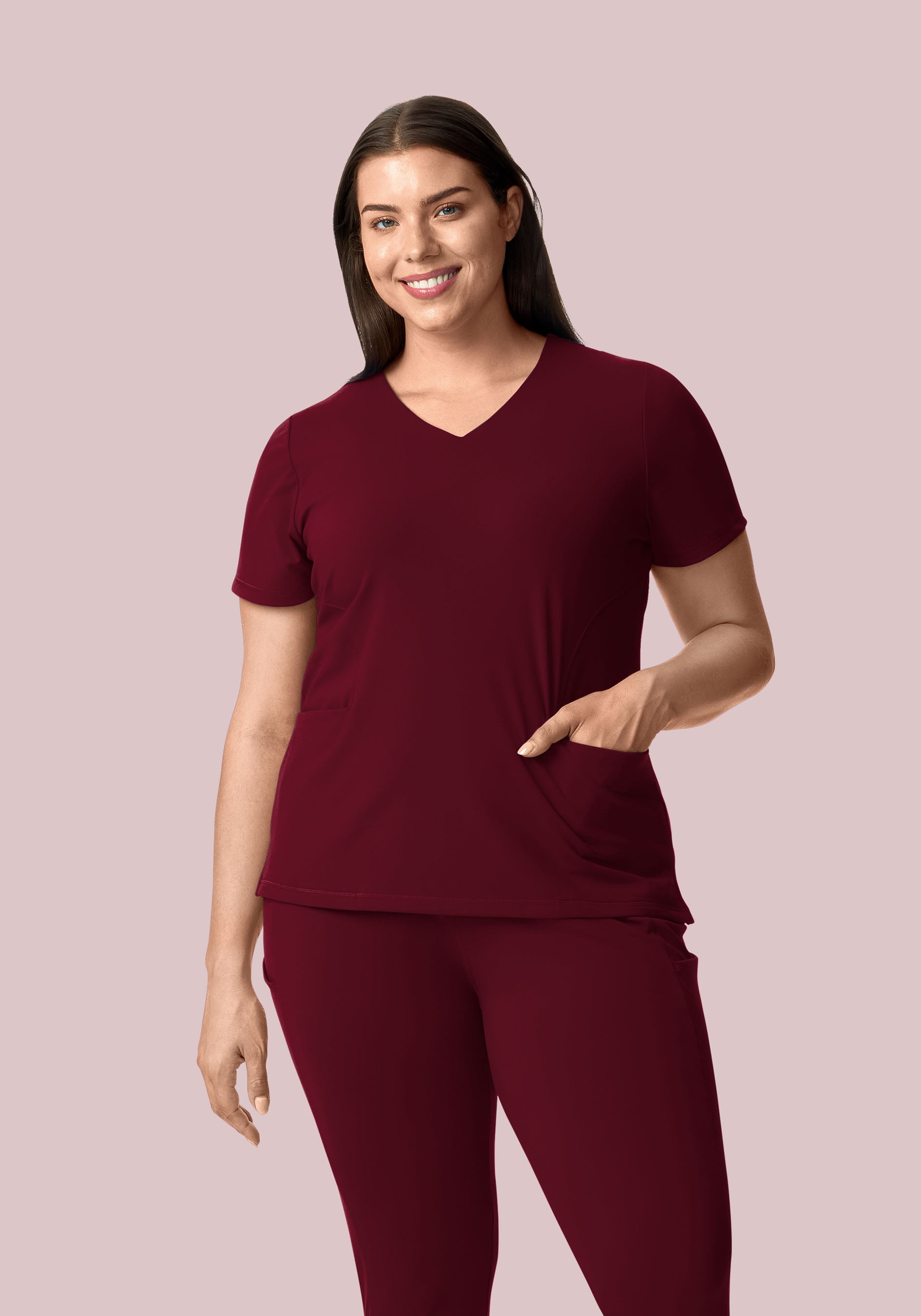 Soft Stretch V-Neck Top Wine