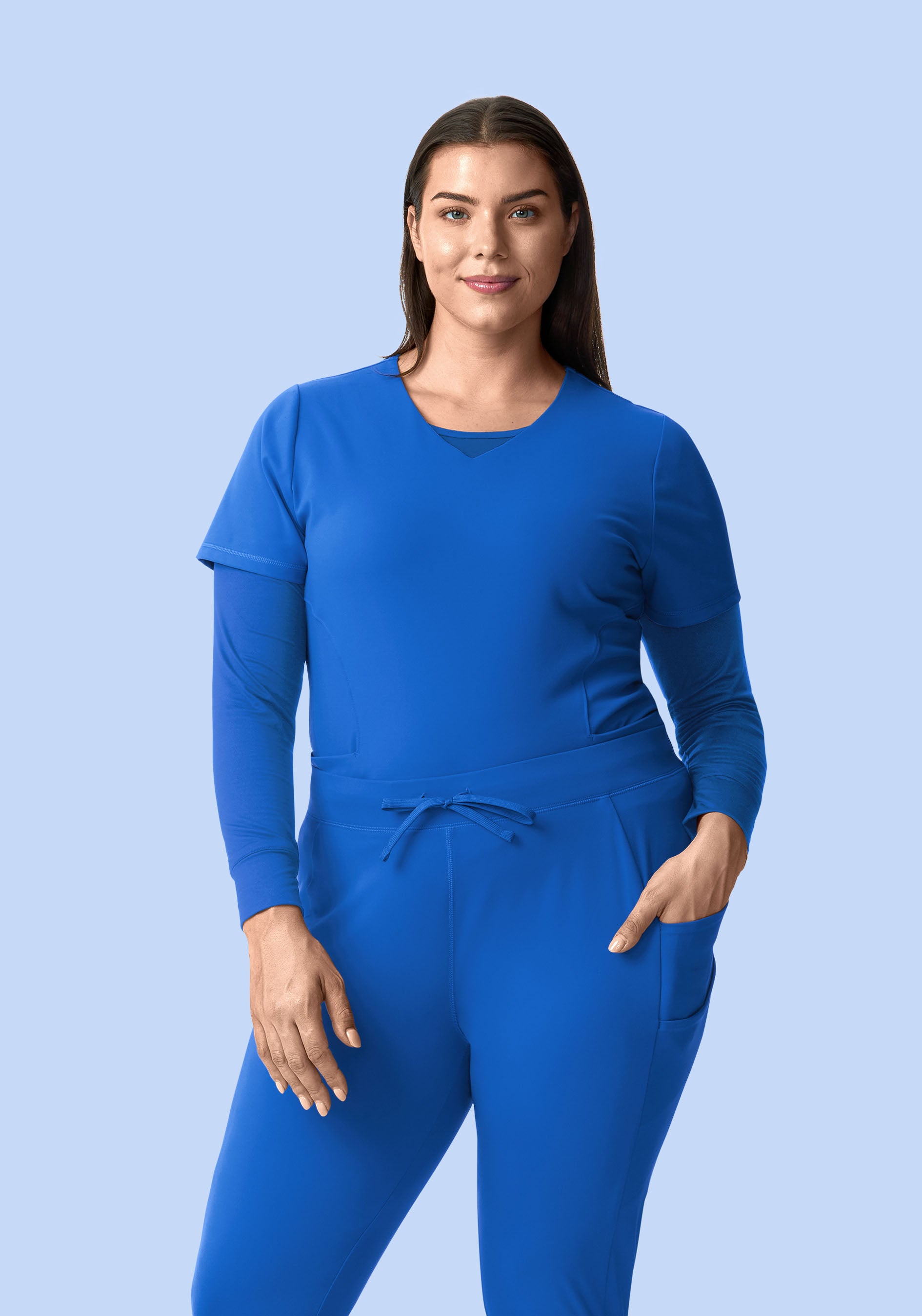 Soft Stretch V-Neck Top Royal Blue