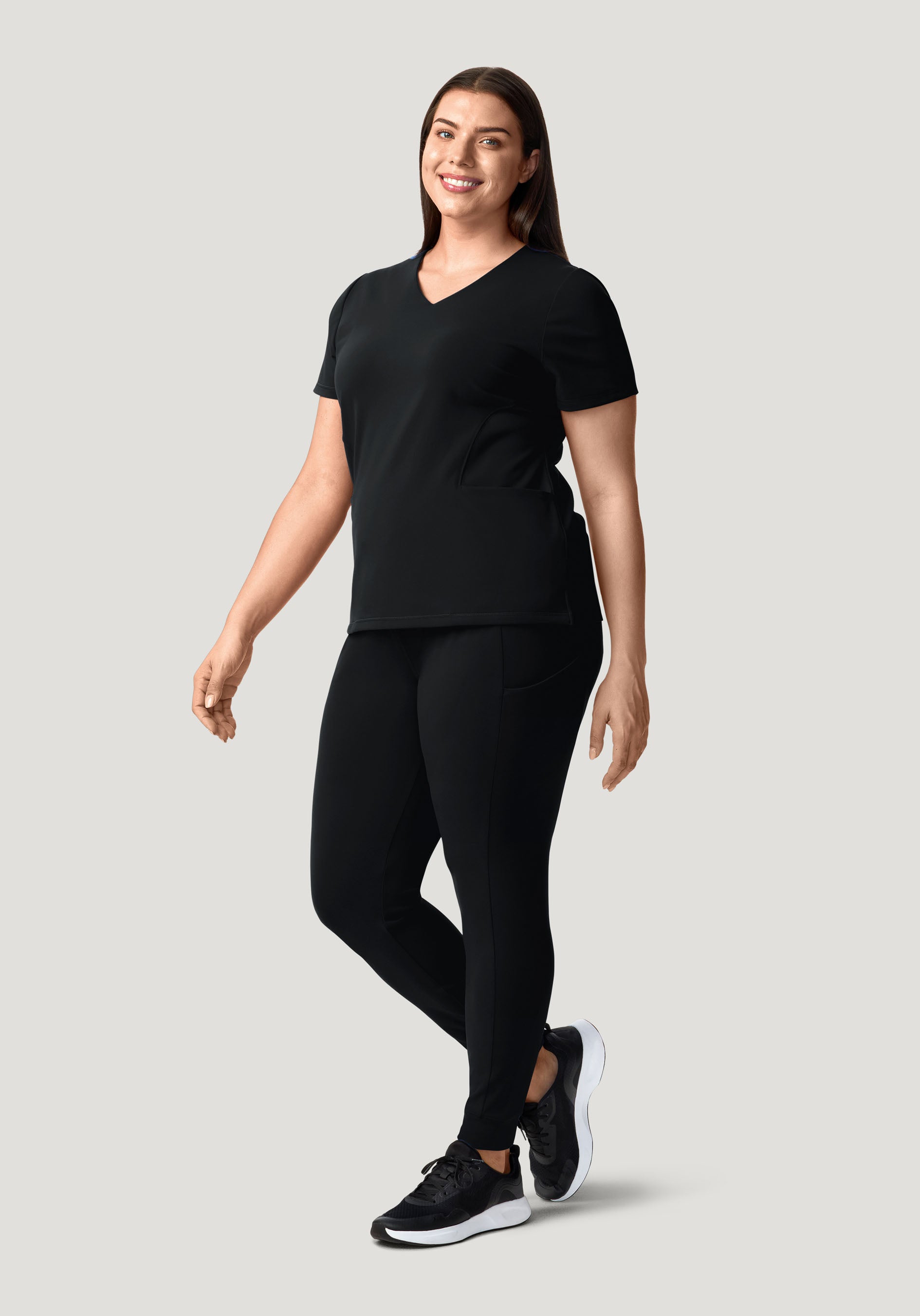 Soft Stretch V-Neck Top Black