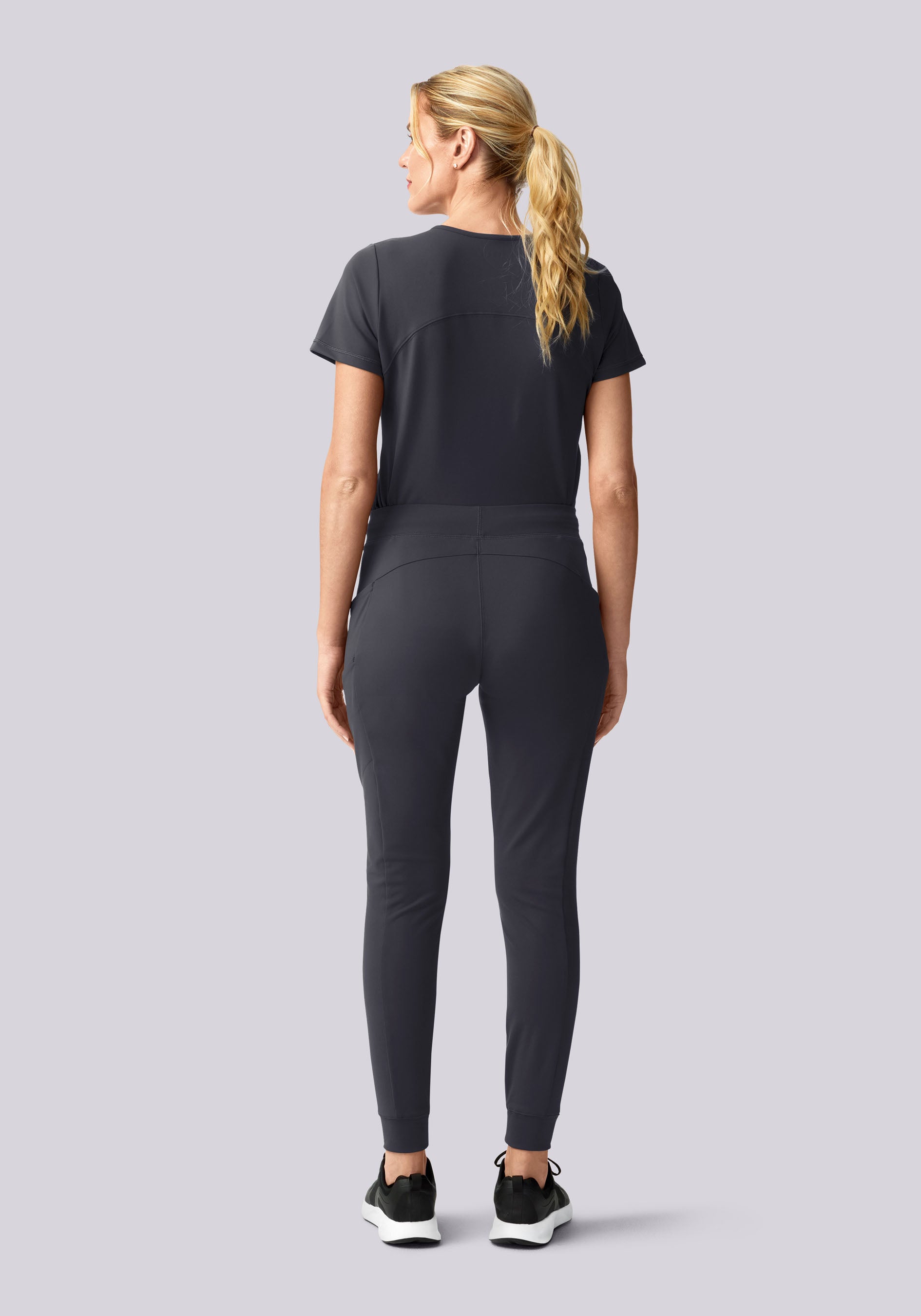 Soft Stretch V-Neck Top Pewter