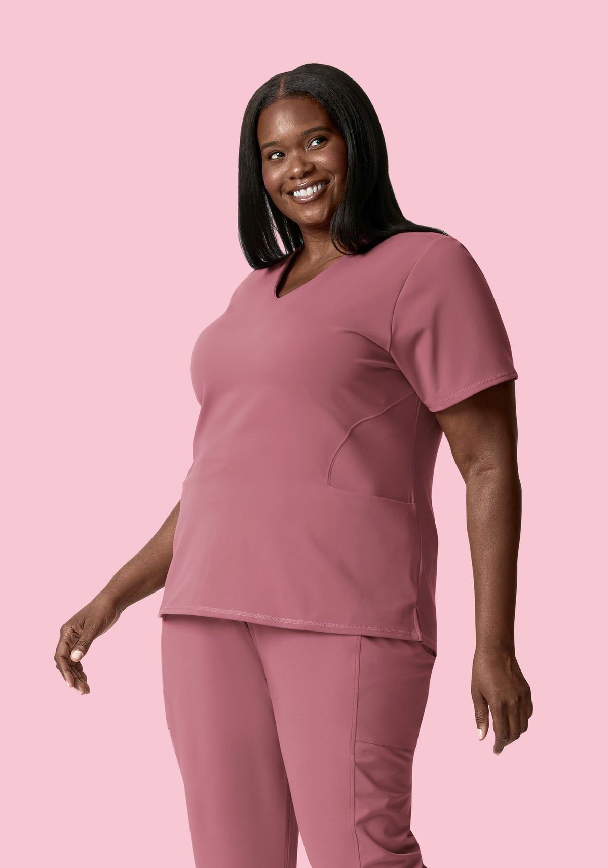 Soft Stretch V-Neck Top Mauve