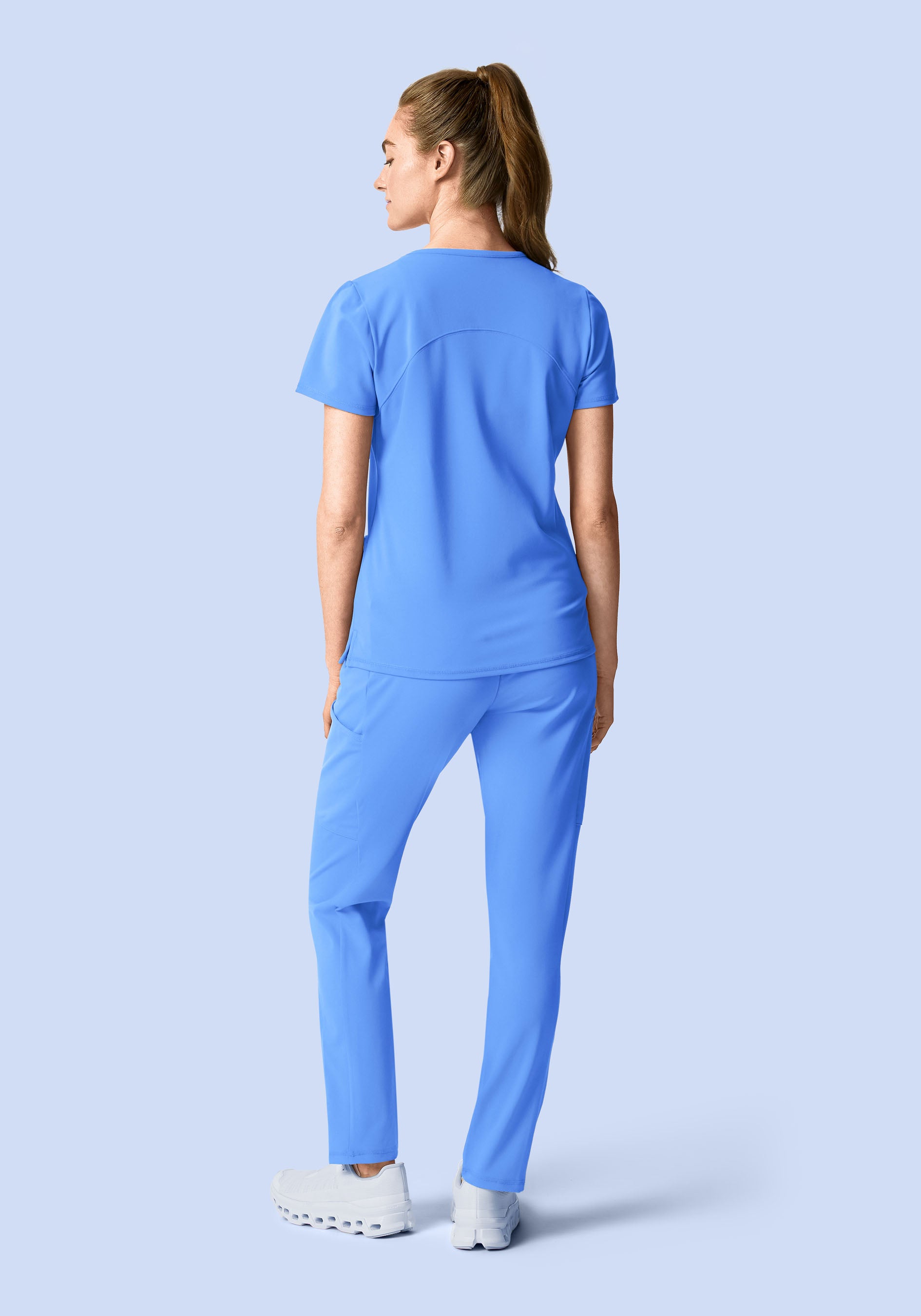 Soft Stretch V-Neck Top Ceil Blue