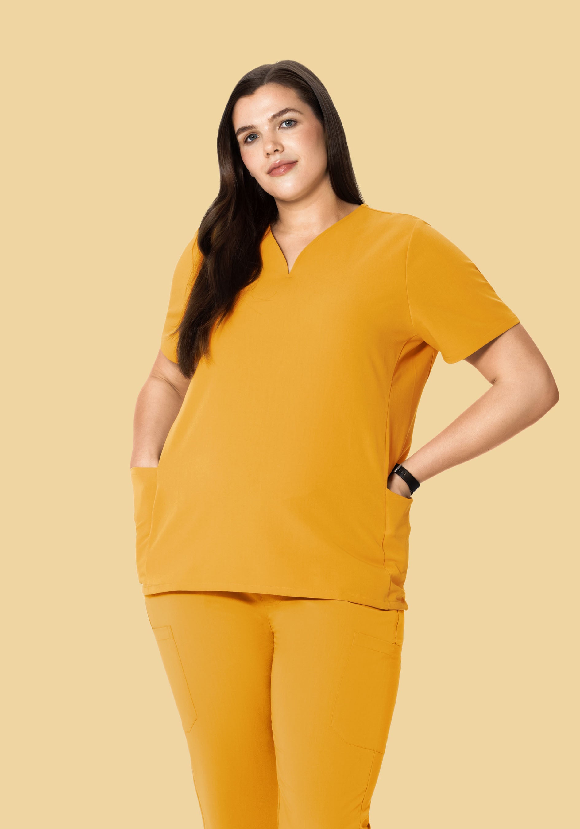 Curved V-Neck Top Honey