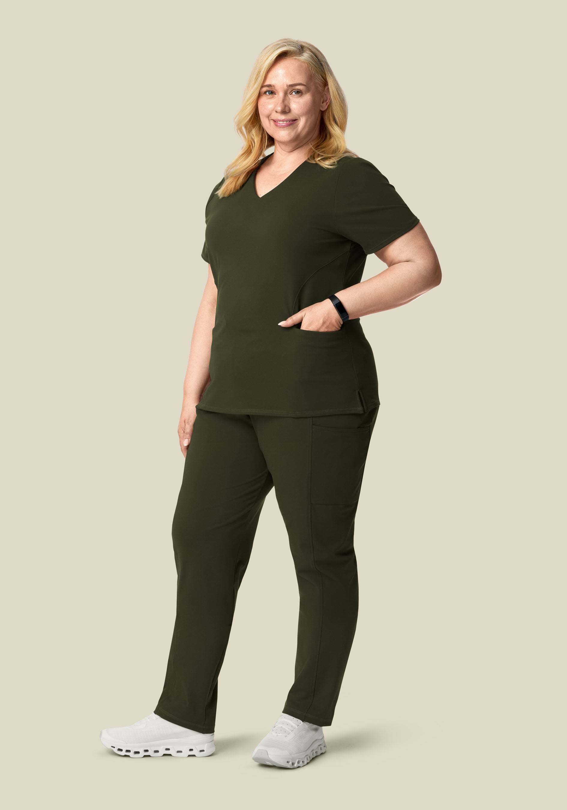 Soft Stretch V-Neck Top Olive