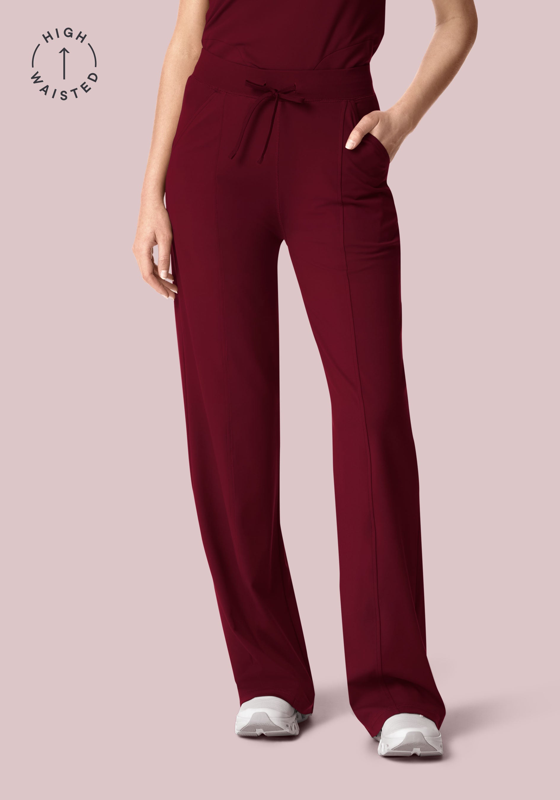 Soft Stretch High Waisted Wide Leg Wine