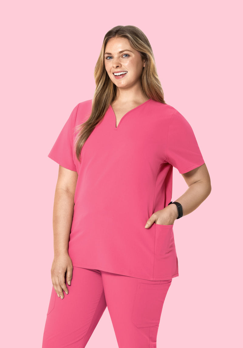 Curved V-Neck Top Bubblegum