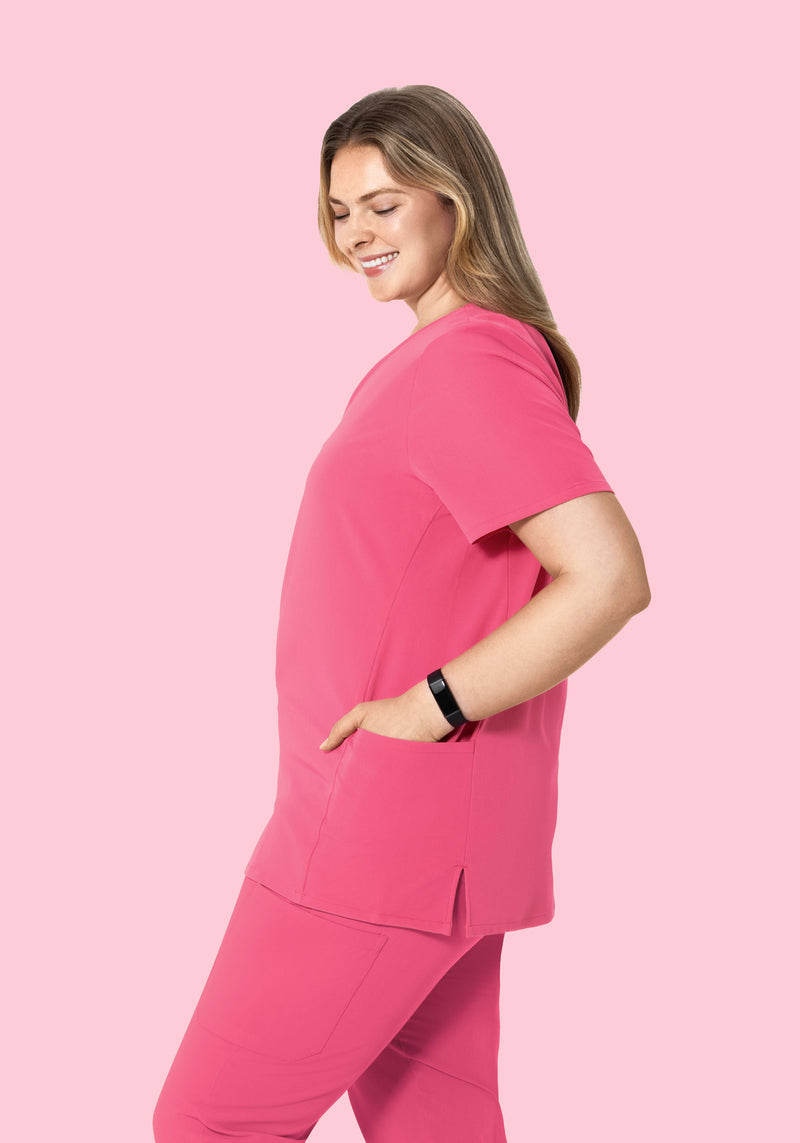 Curved V-Neck Top Bubblegum