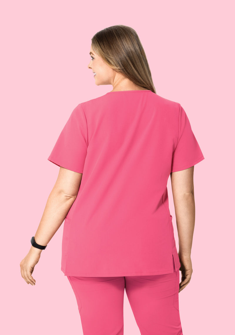 Curved V-Neck Top Bubblegum