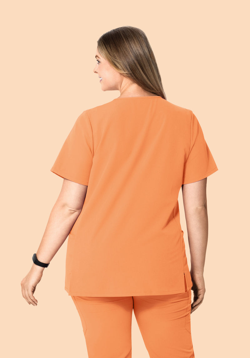 Curved V-Neck Top Cantaloupe