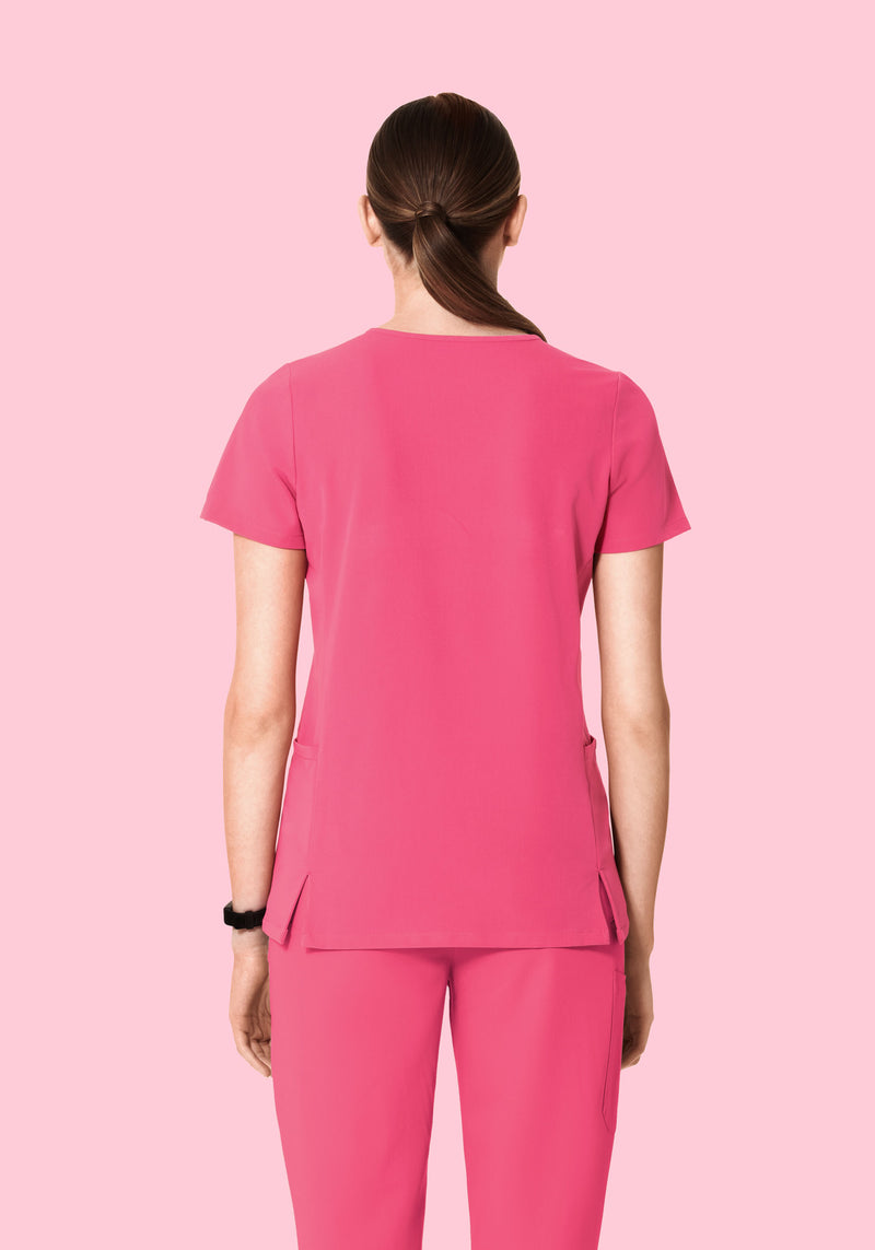 Curved V-Neck Top Bubblegum