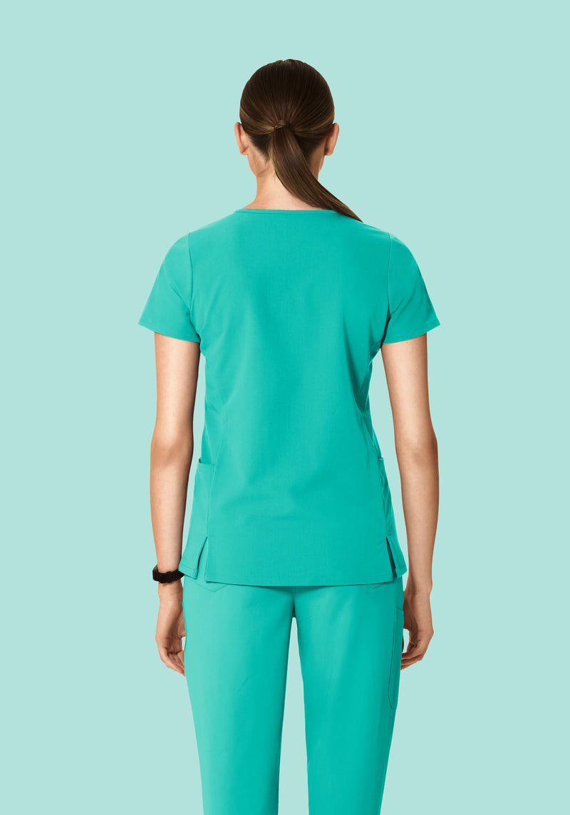 Curved V-Neck Top Surgical Green