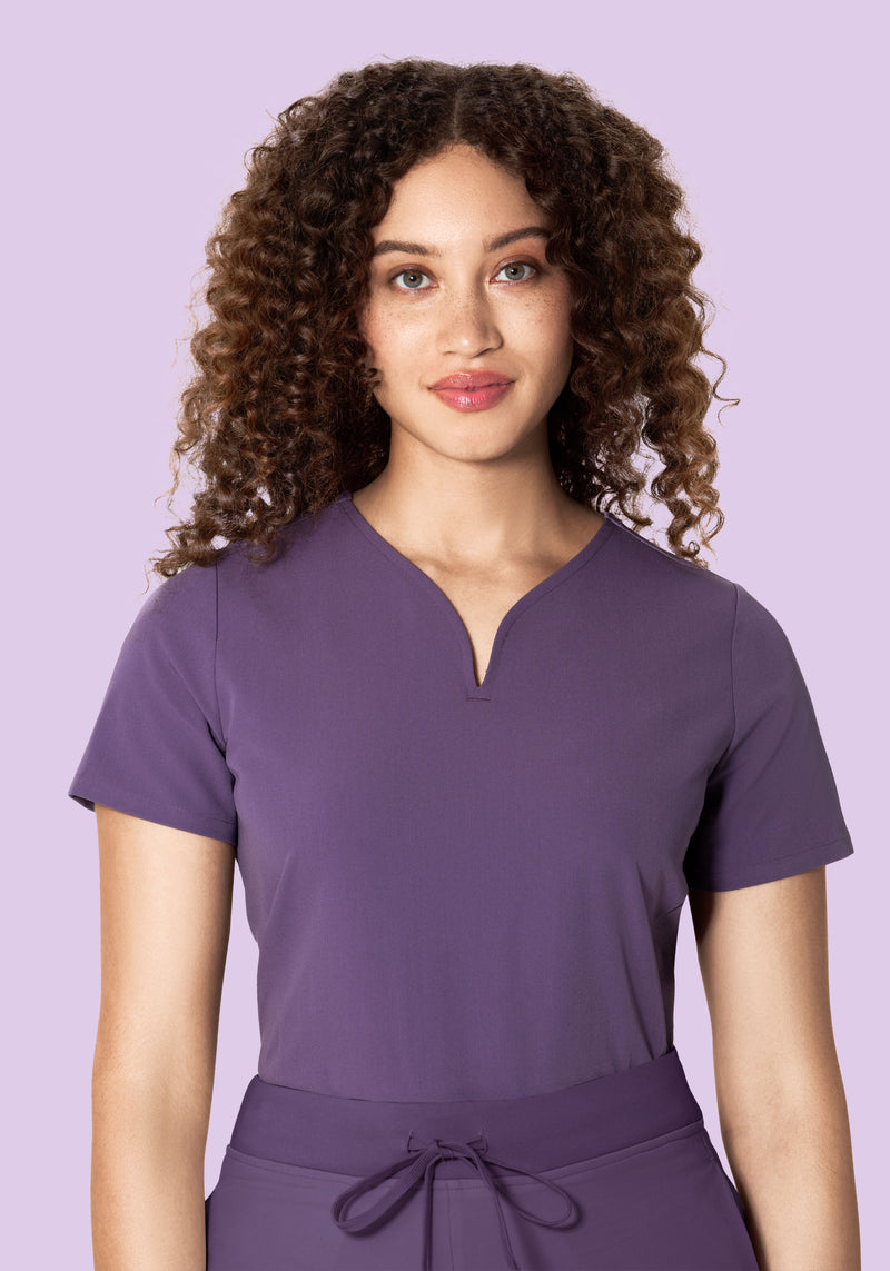 Curved V-Neck Top Dewberry