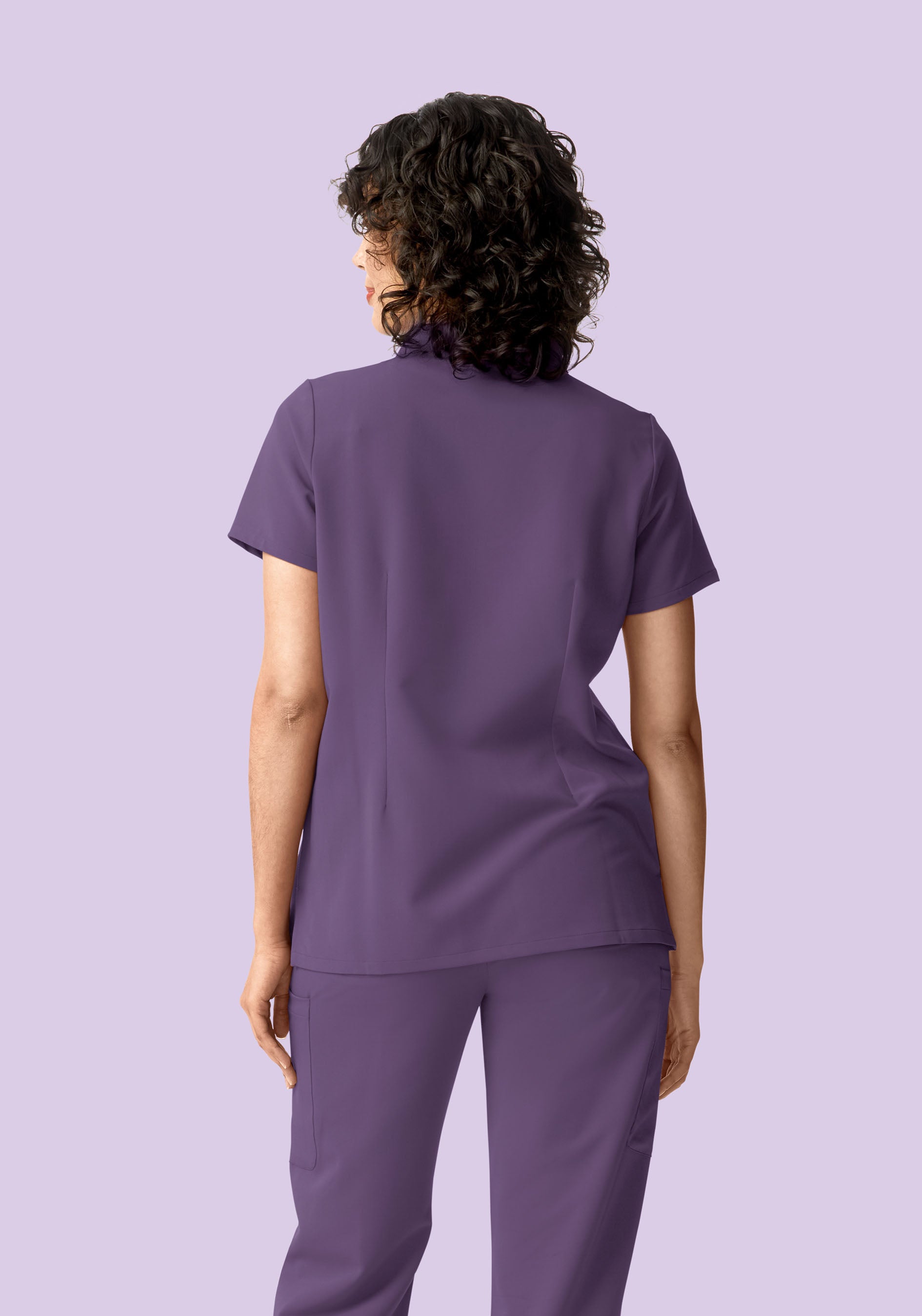 Stand Collar Notch Neck Top Dewberry