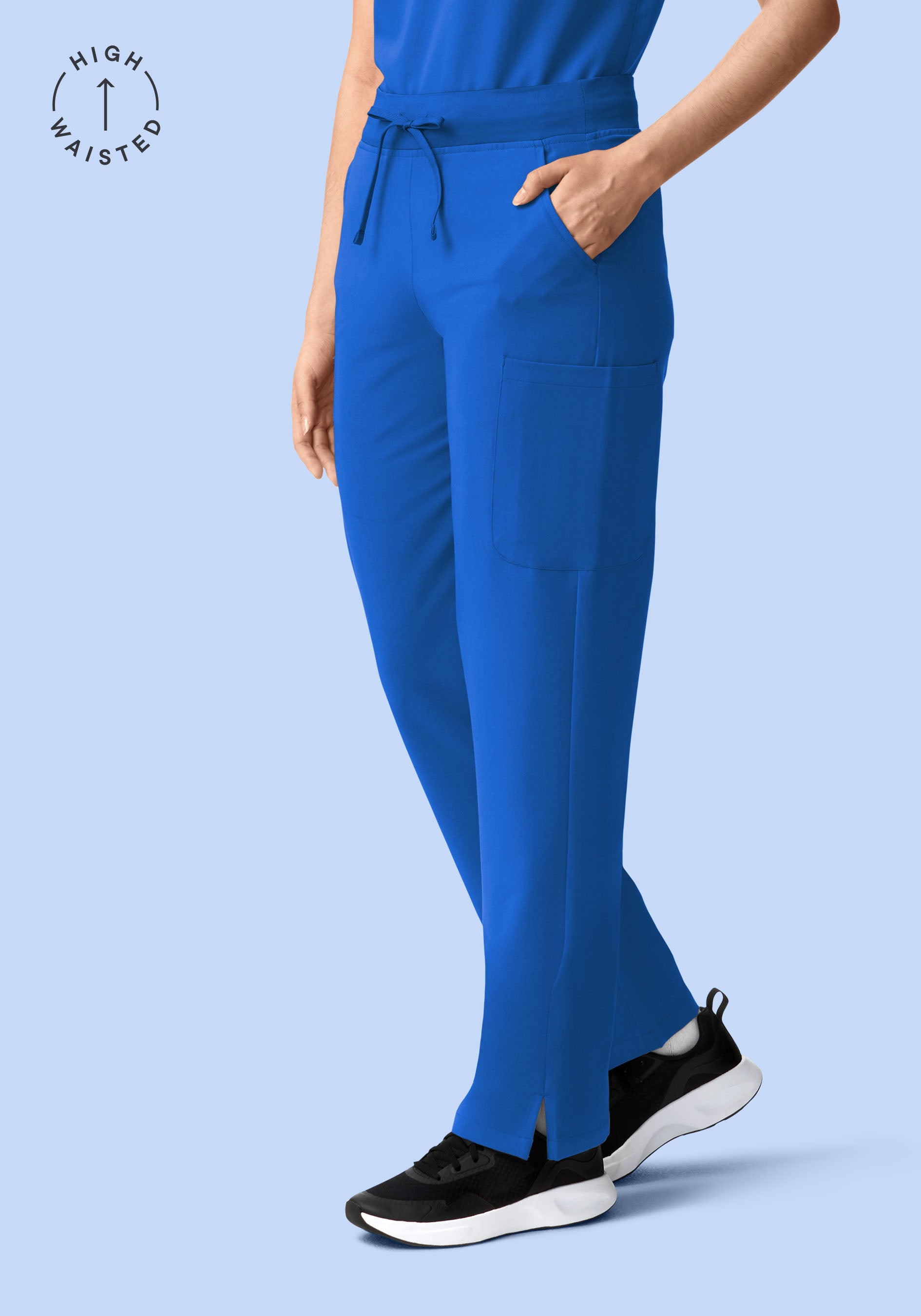 Women's High Waisted Straight Leg Cargo Scrub Pants - Royal Blue