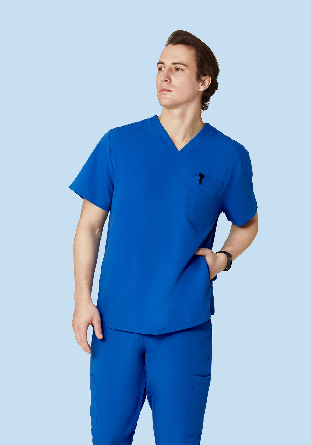 Men's V-Neck 3-Pocket Scrub Top - Cobalt | Mandala Scrubs