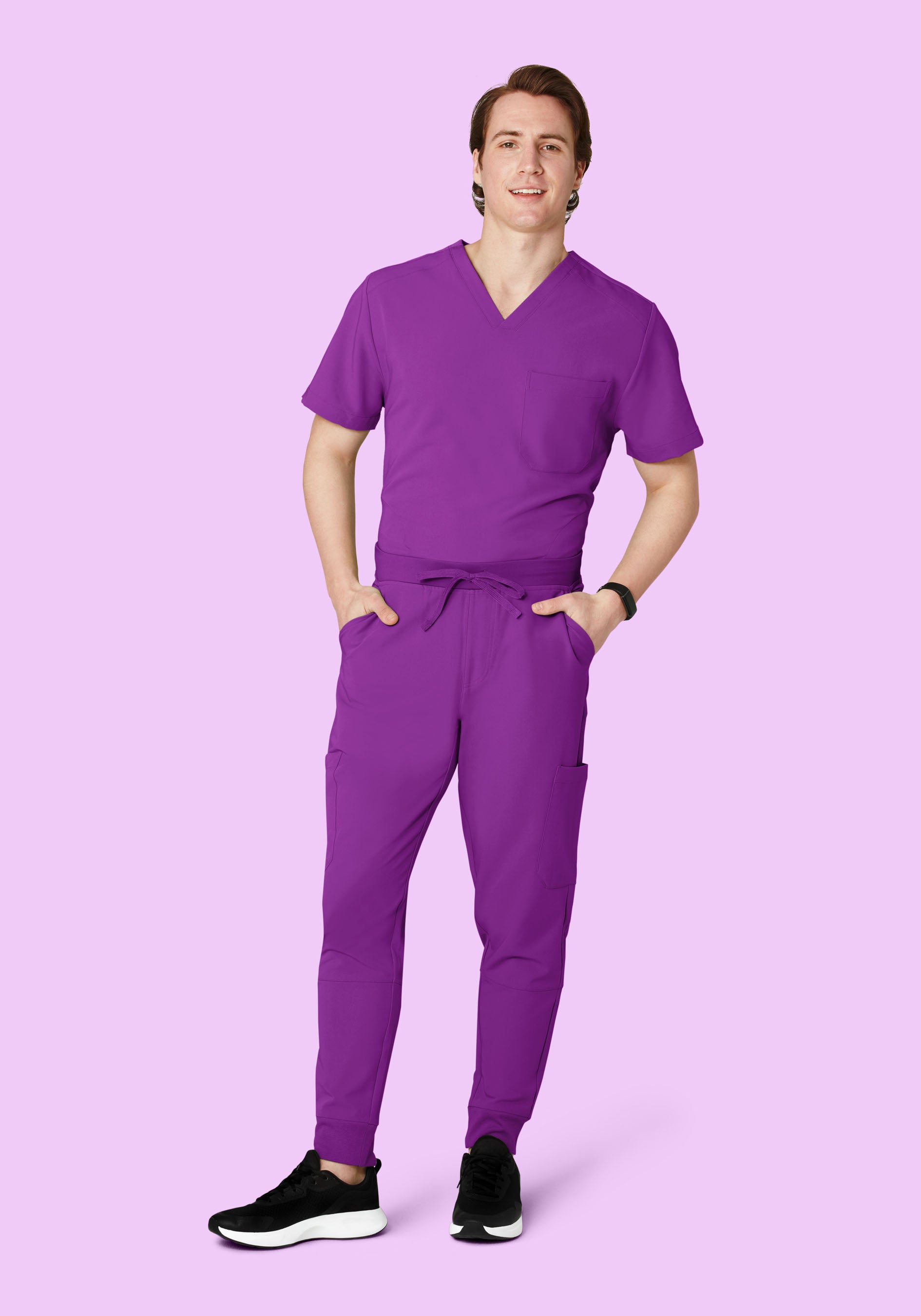 Men's V-Neck 3-Pocket Scrub Top - Cyber Grape | Mandala Scrubs