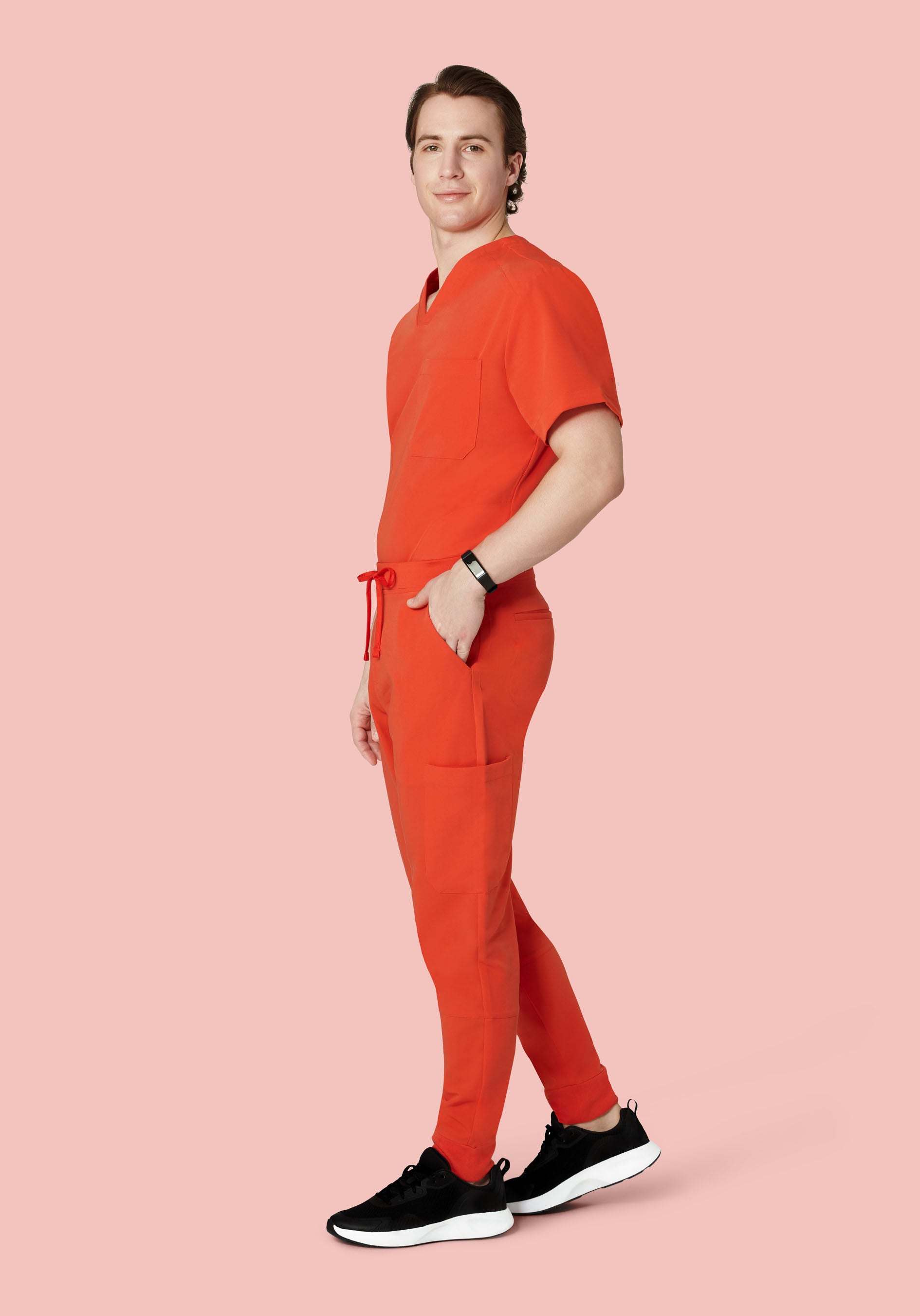 Mens 7 Pocket Joggers Sunset Orange Mandala Scrubs