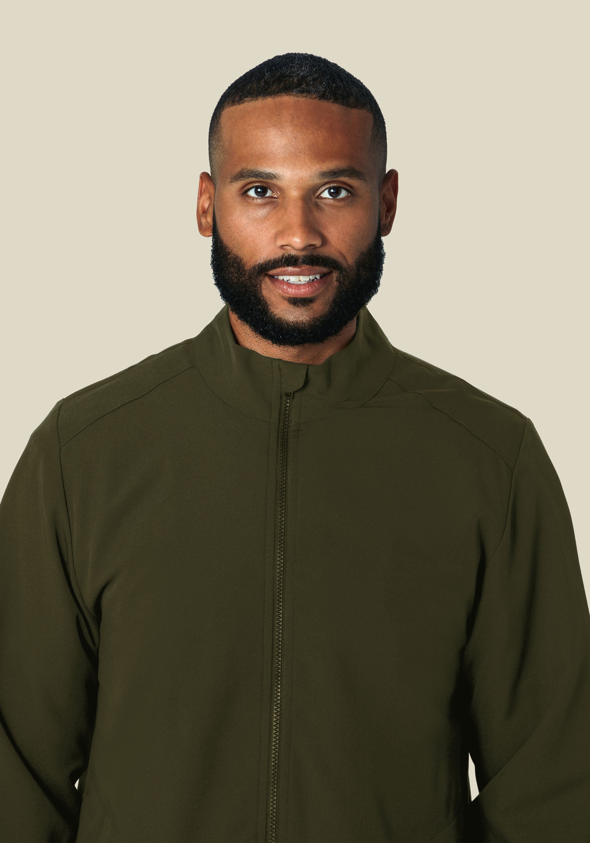 Men's Mock Neck Scrub Jacket - Olive | Mandala Scrubs
