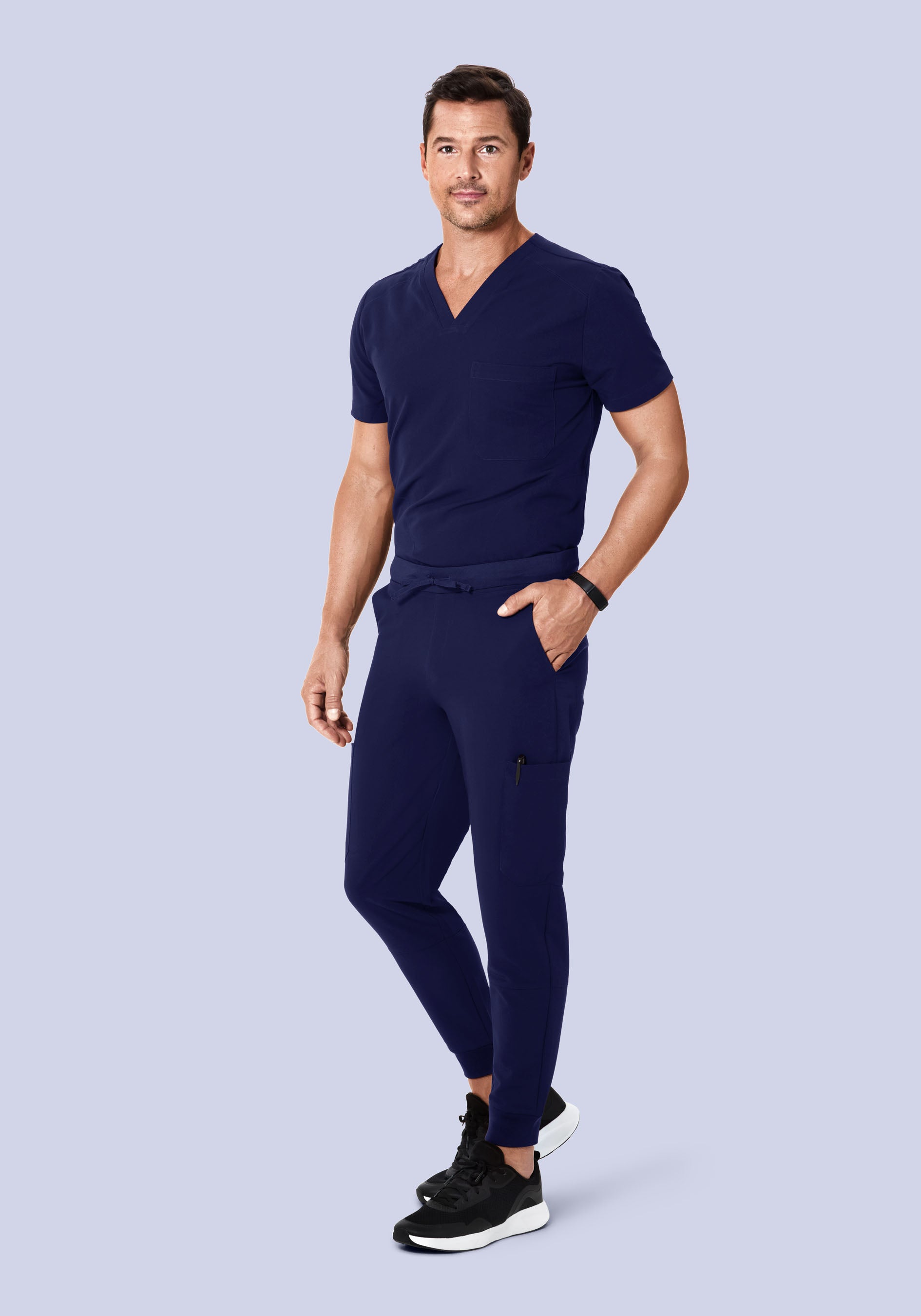 Men's Mid-Rise Jogger Scrub Pants - Navy | Mandala Scrubs
