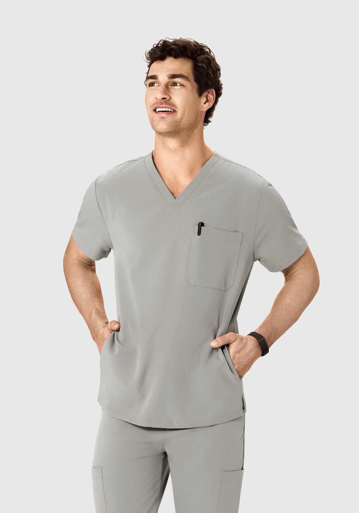 Men's V-Neck 3-Pocket Scrub Top - Flint | Mandala Scrubs