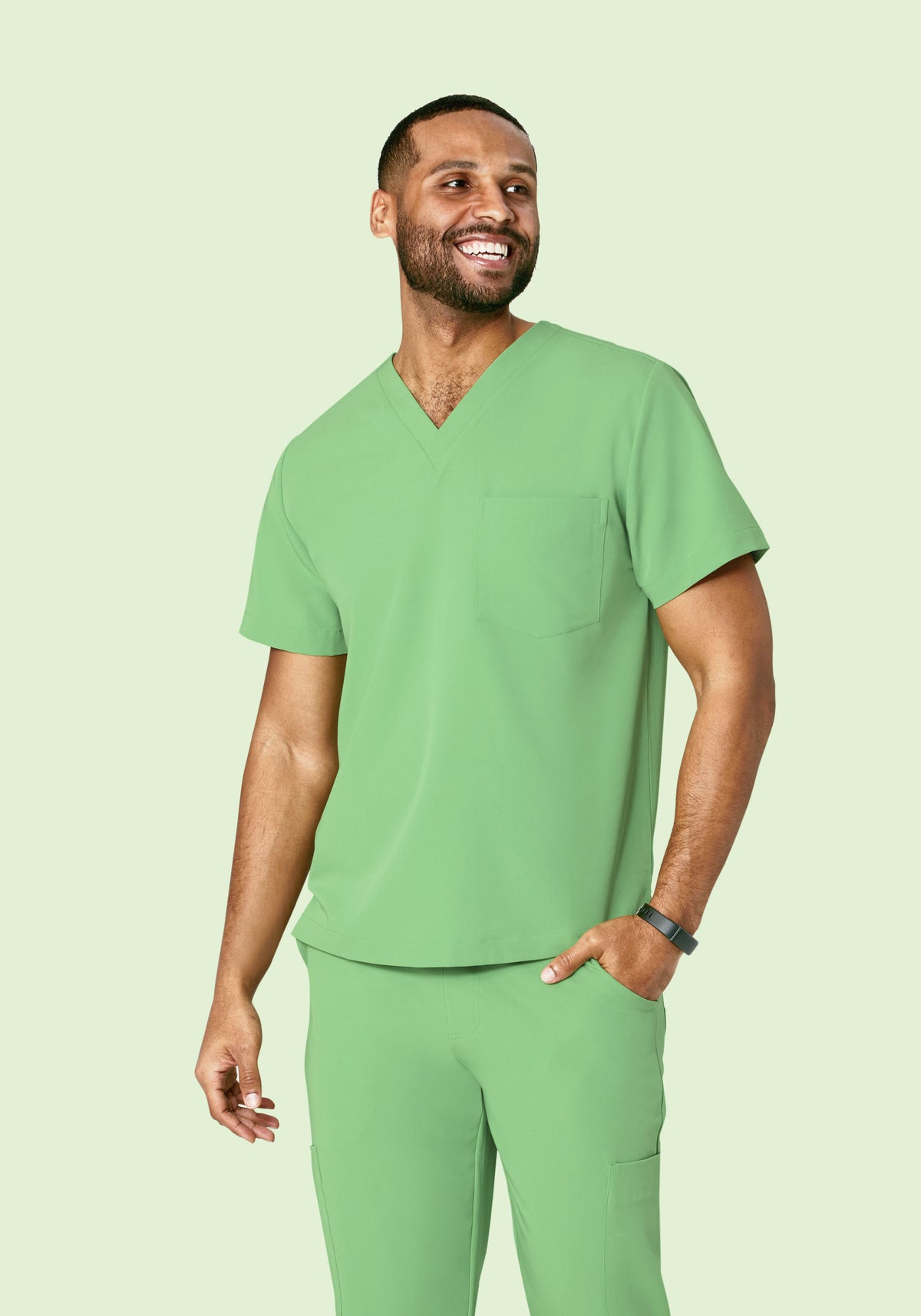 Two Pocket Scrubs Top Mens Aloe
