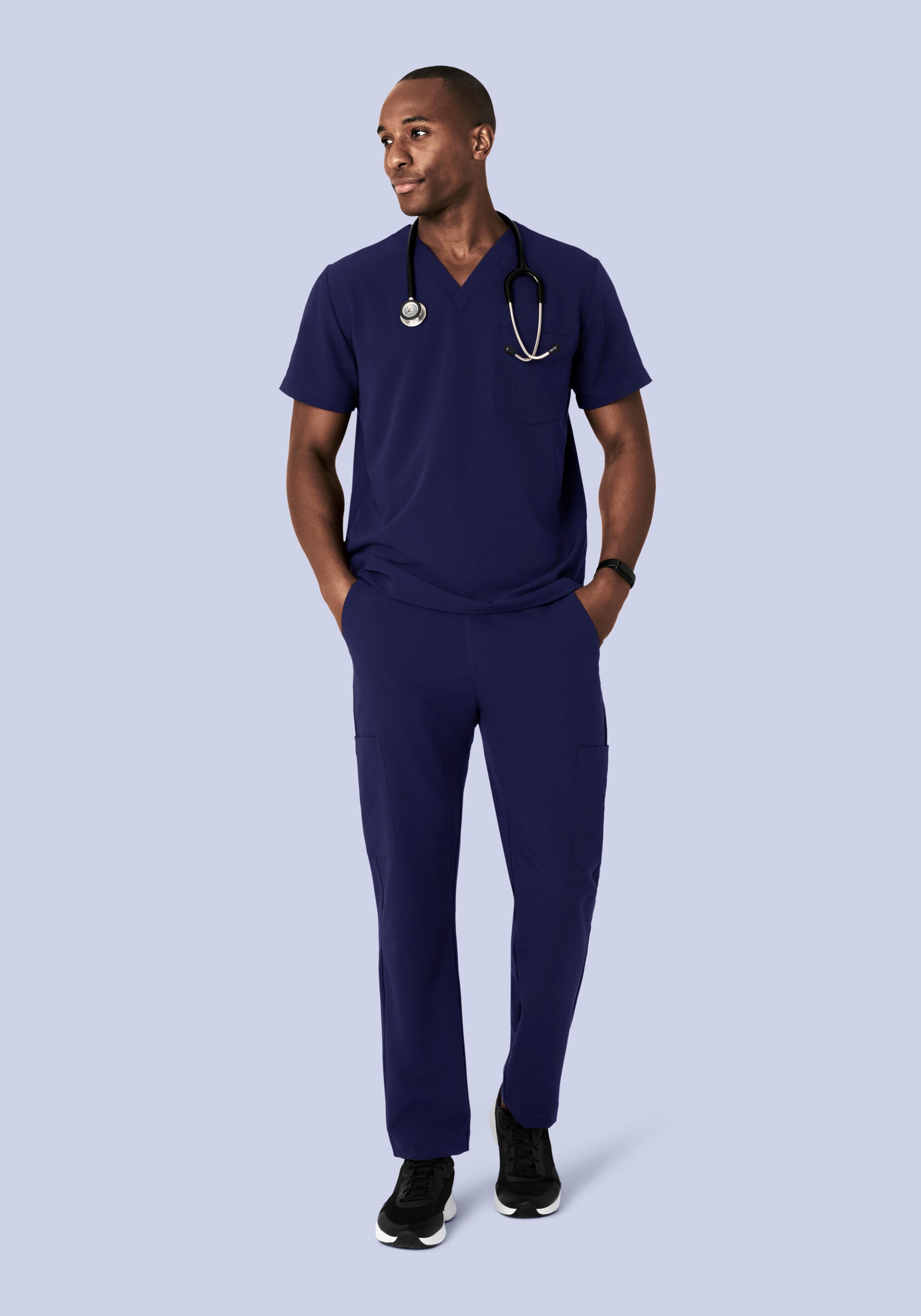 Men's Mid-Rise Straight Leg Cargo Scrub Pants - Navy | Mandala Scrubs