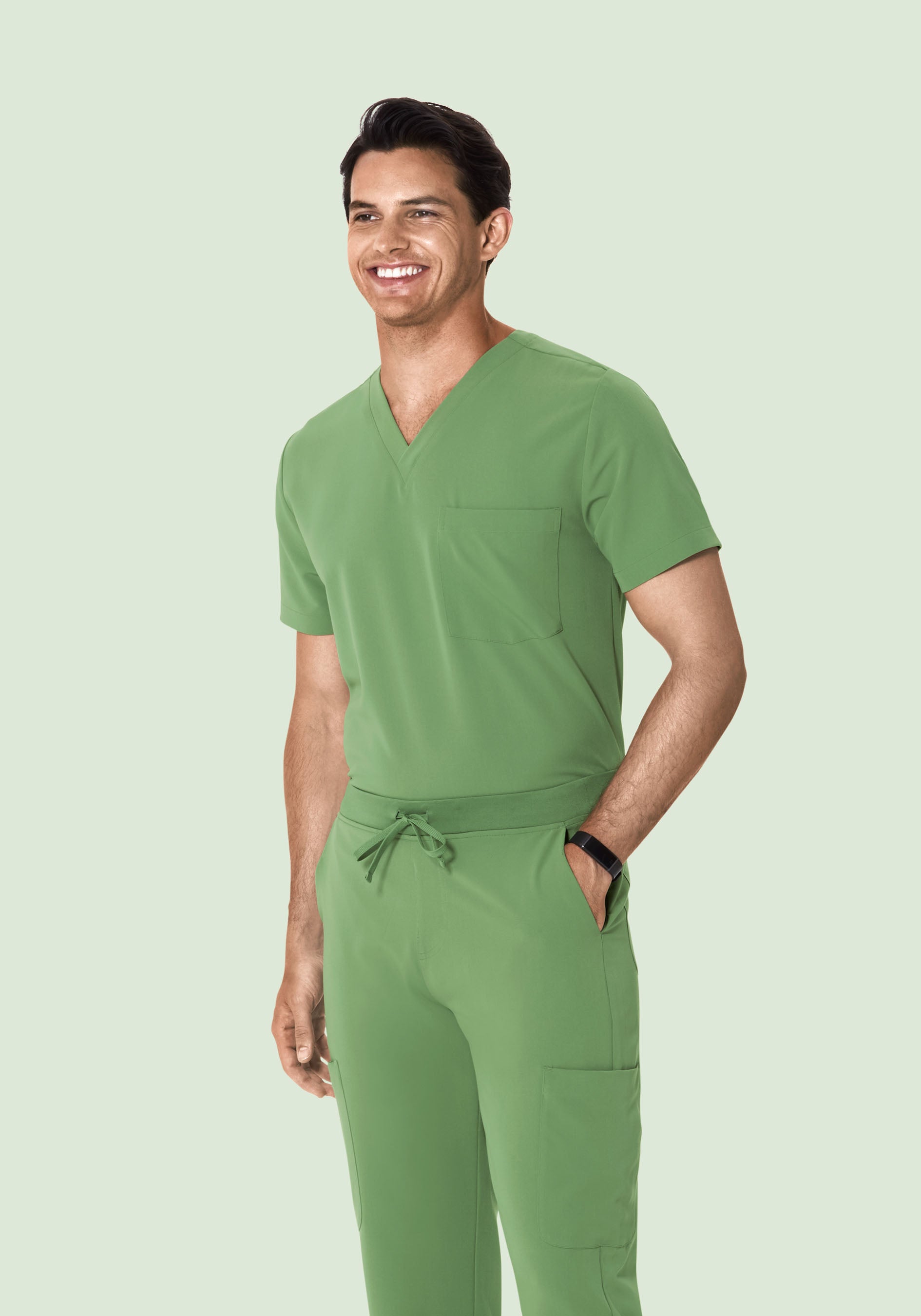 Men's Mid-Rise Straight Leg Cargo Scrub Pants - Hazel Green