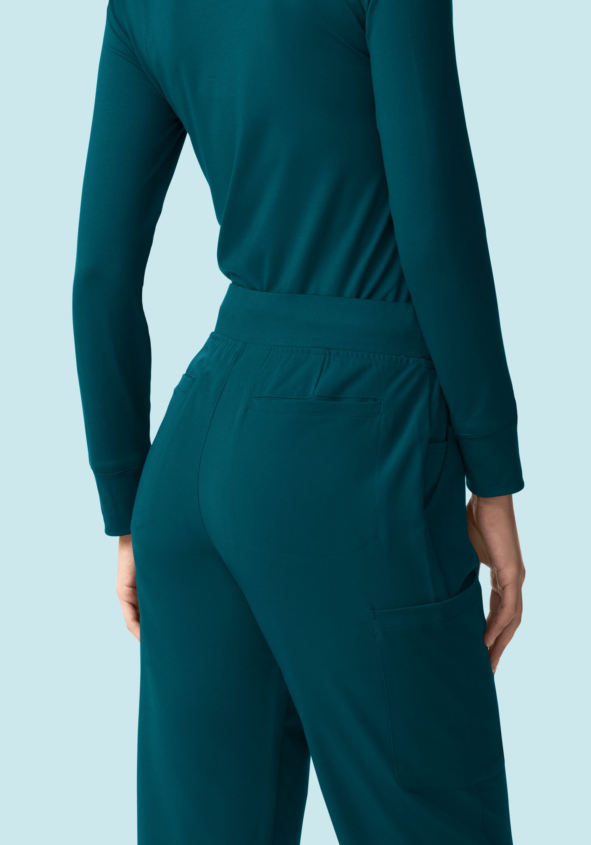 11 Pocket High Waisted Cargos Caribbean Blue