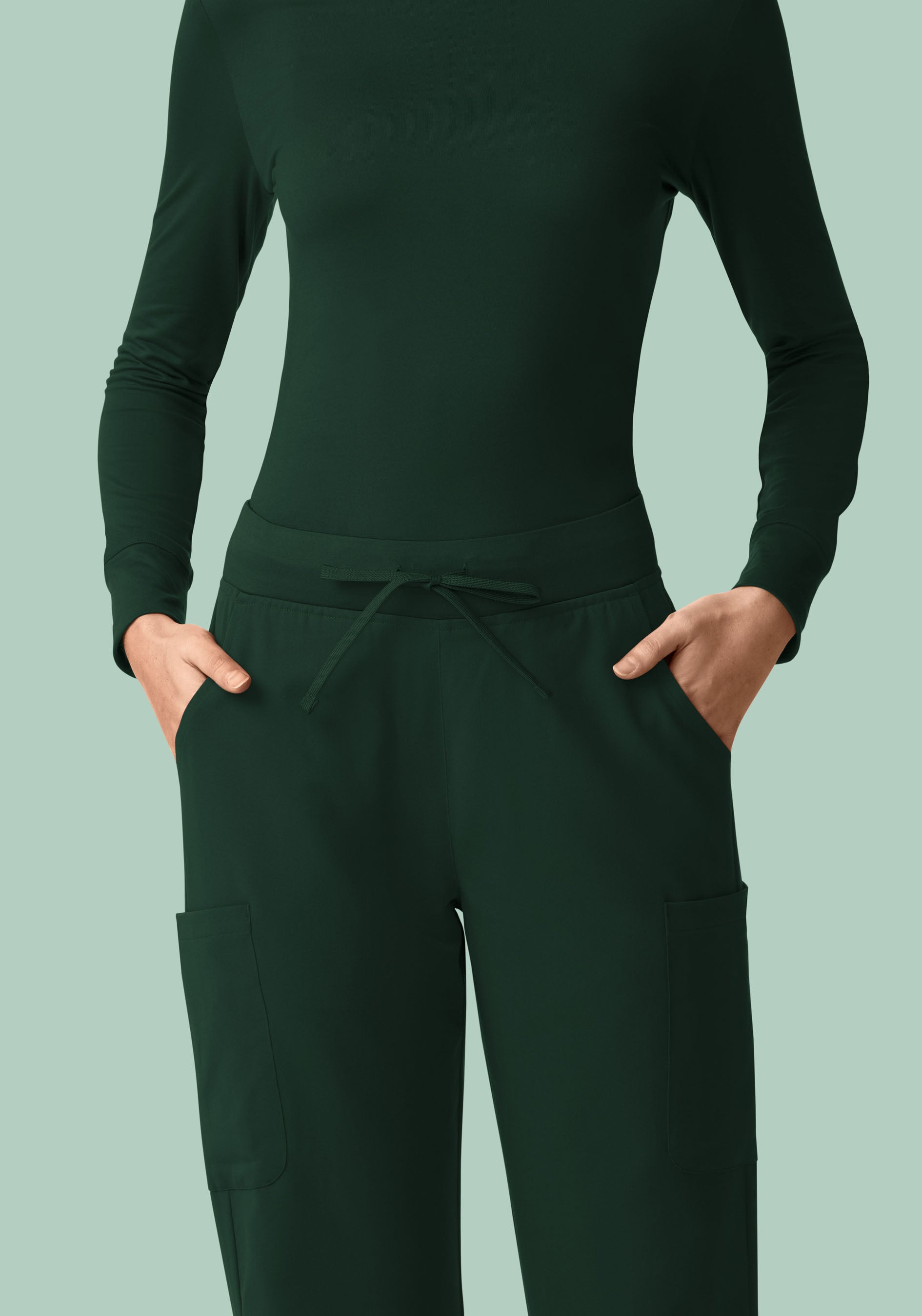 11 Pocket High Waisted Cargos Midnight Green