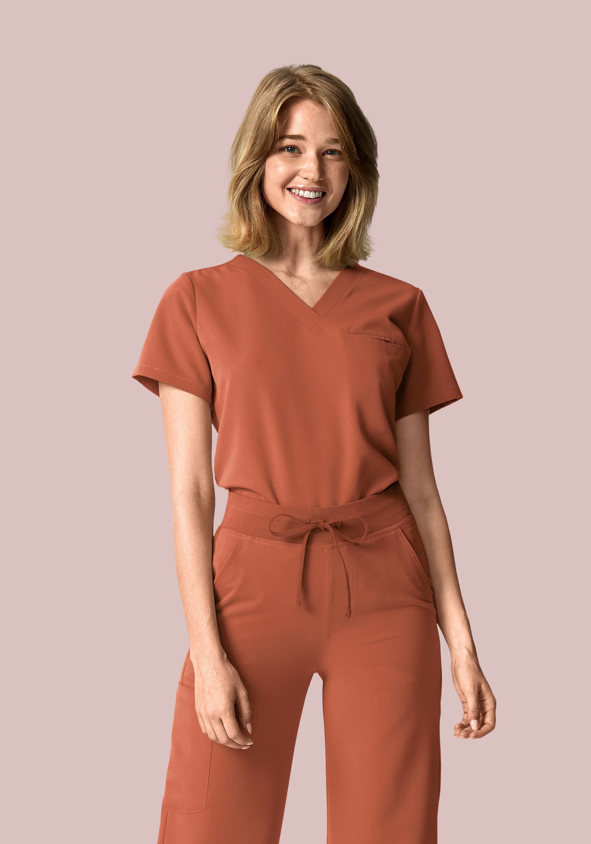Women's V-Neck 1-Pocket Scrub Top - Chestnut | Mandala Scrubs