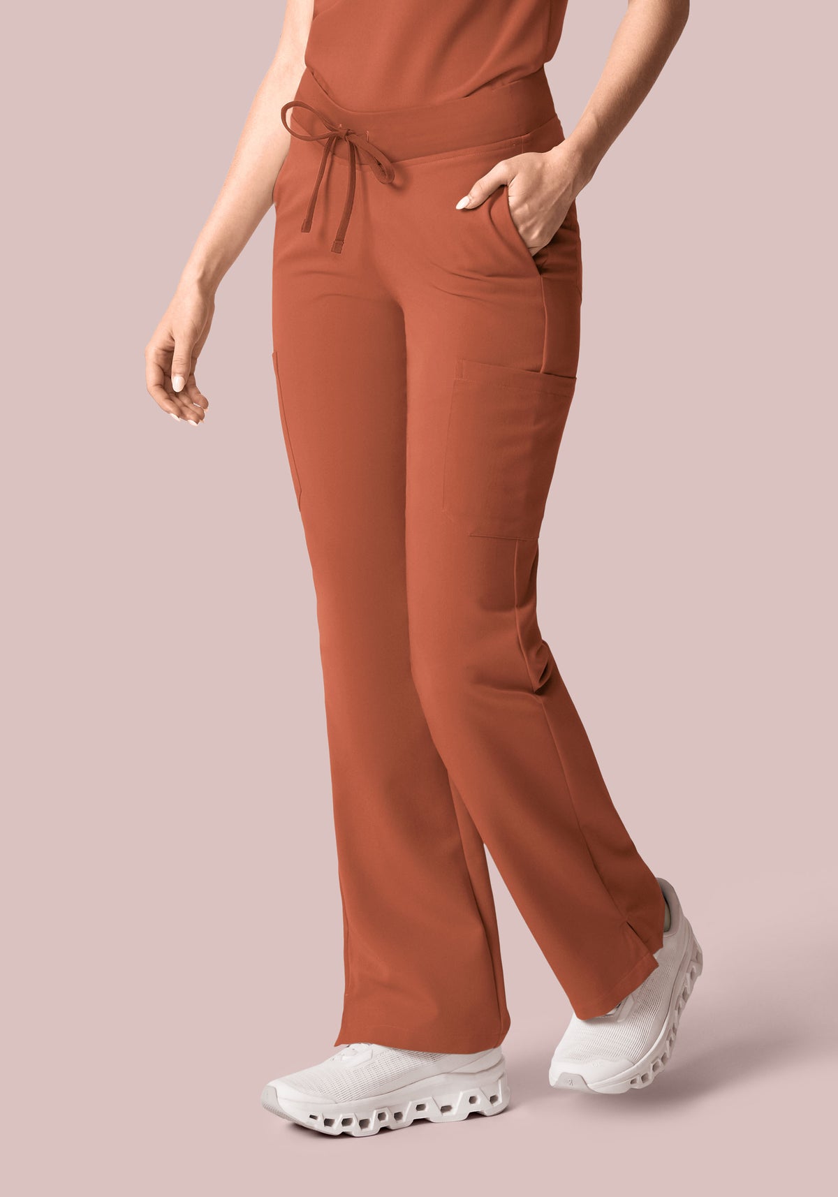 Women's Mid-Rise Straight Leg Cargo Scrub Pants - Chestnut | Mandala Scrubs