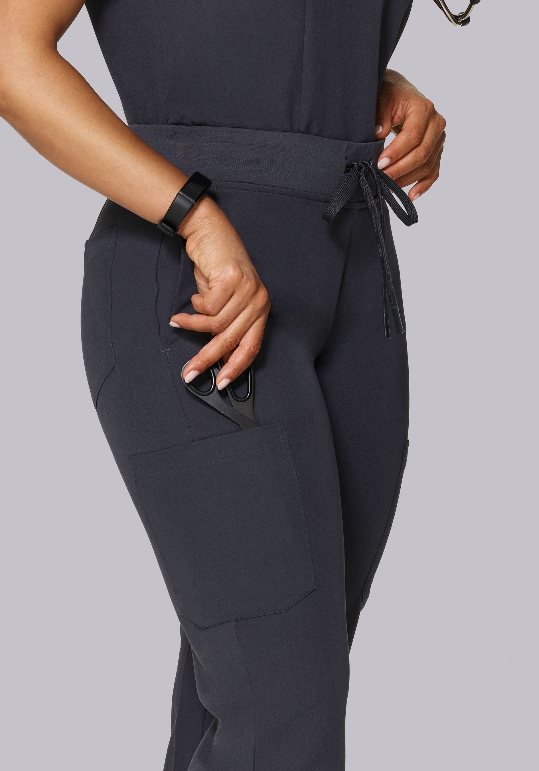 High Waisted Cargos Pewter