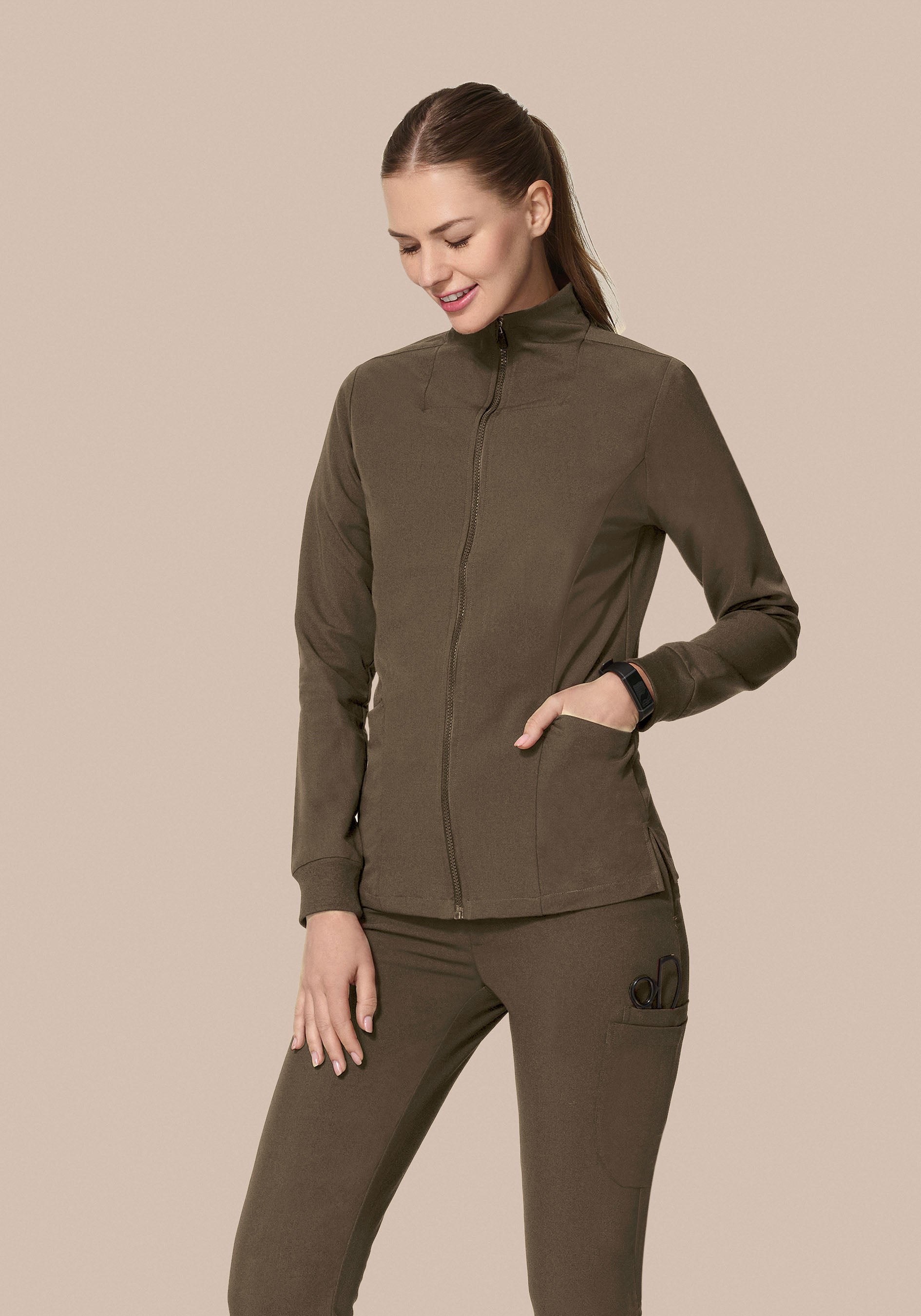 Women's Modern Scrub Jacket Truffle