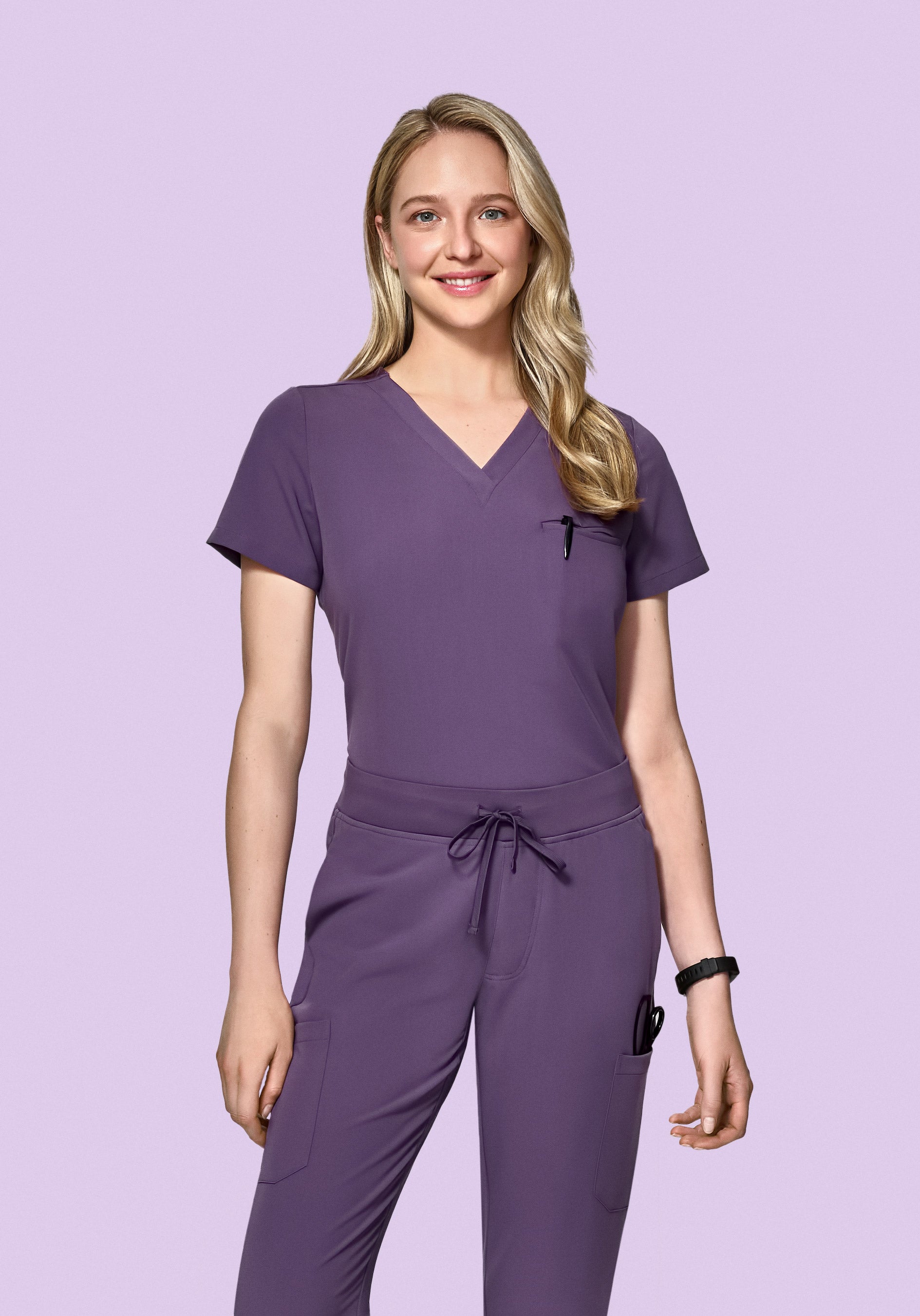 Women's V-Neck 1-Pocket Scrub Top - Dewberry | Mandala Scrubs