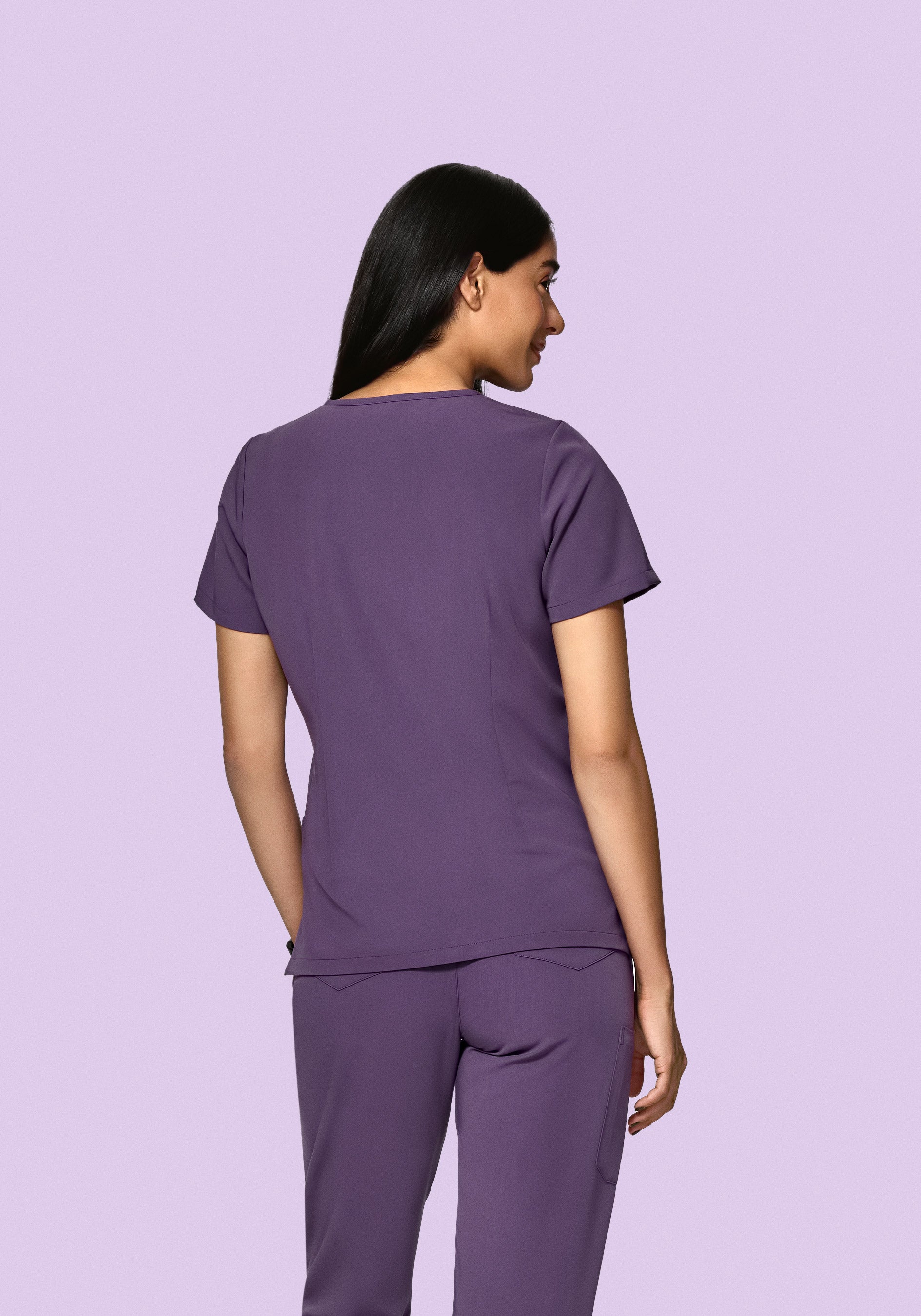 Women's V-Neck 6-Pocket Scrub Top - Dewberry | Mandala Scrubs