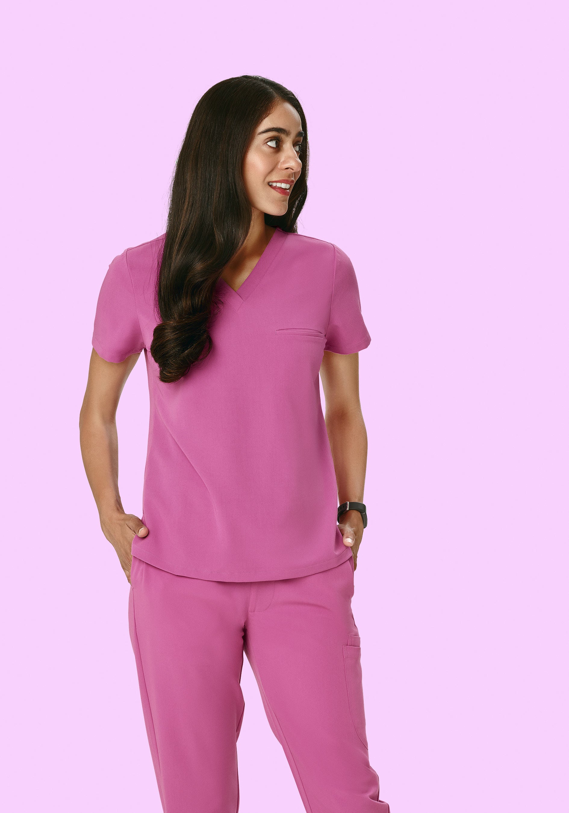 Women's V-Neck 1-Pocket Top - Dahlia | Mandala Scrubs