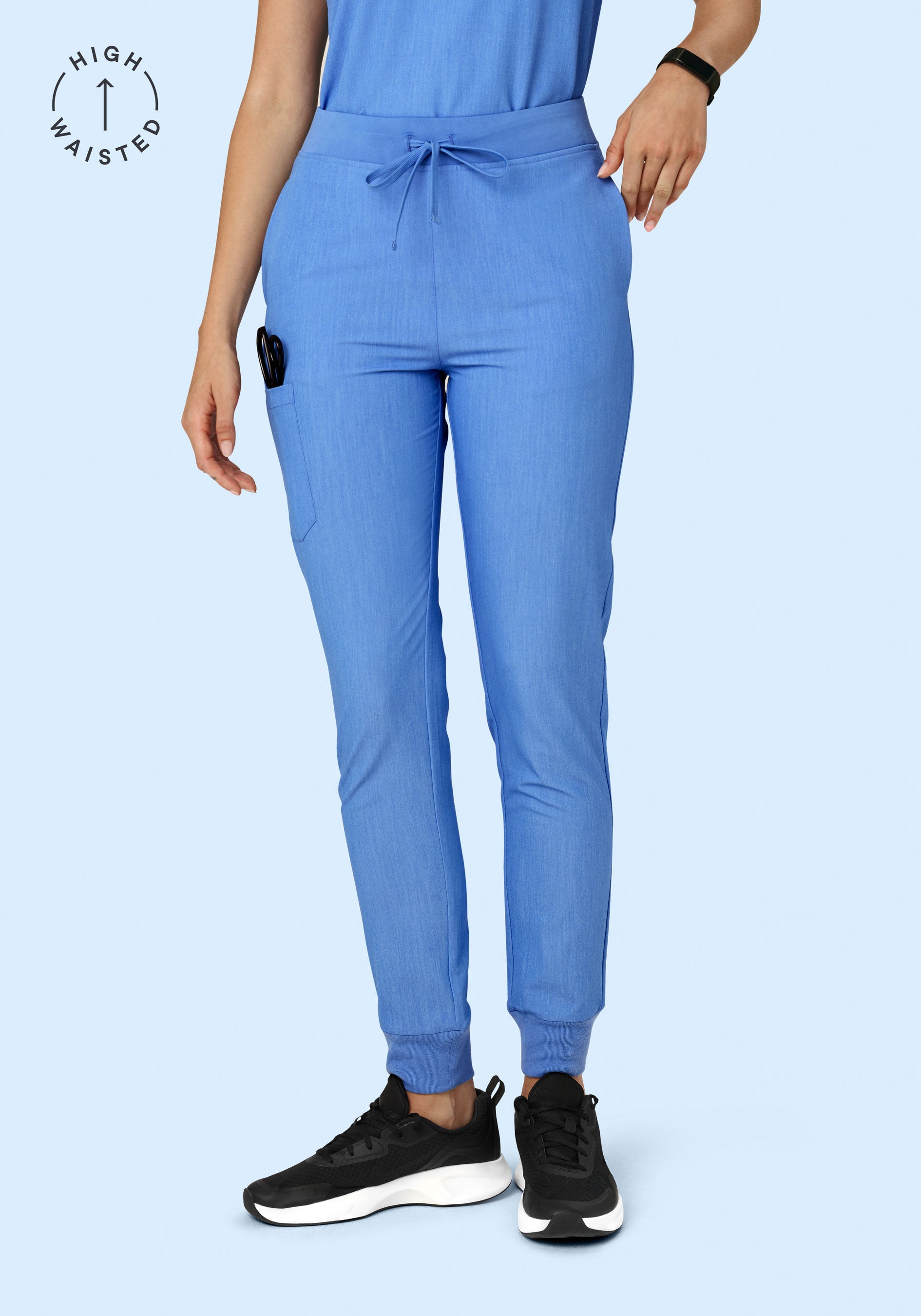 High Waisted Joggers Heather Blue