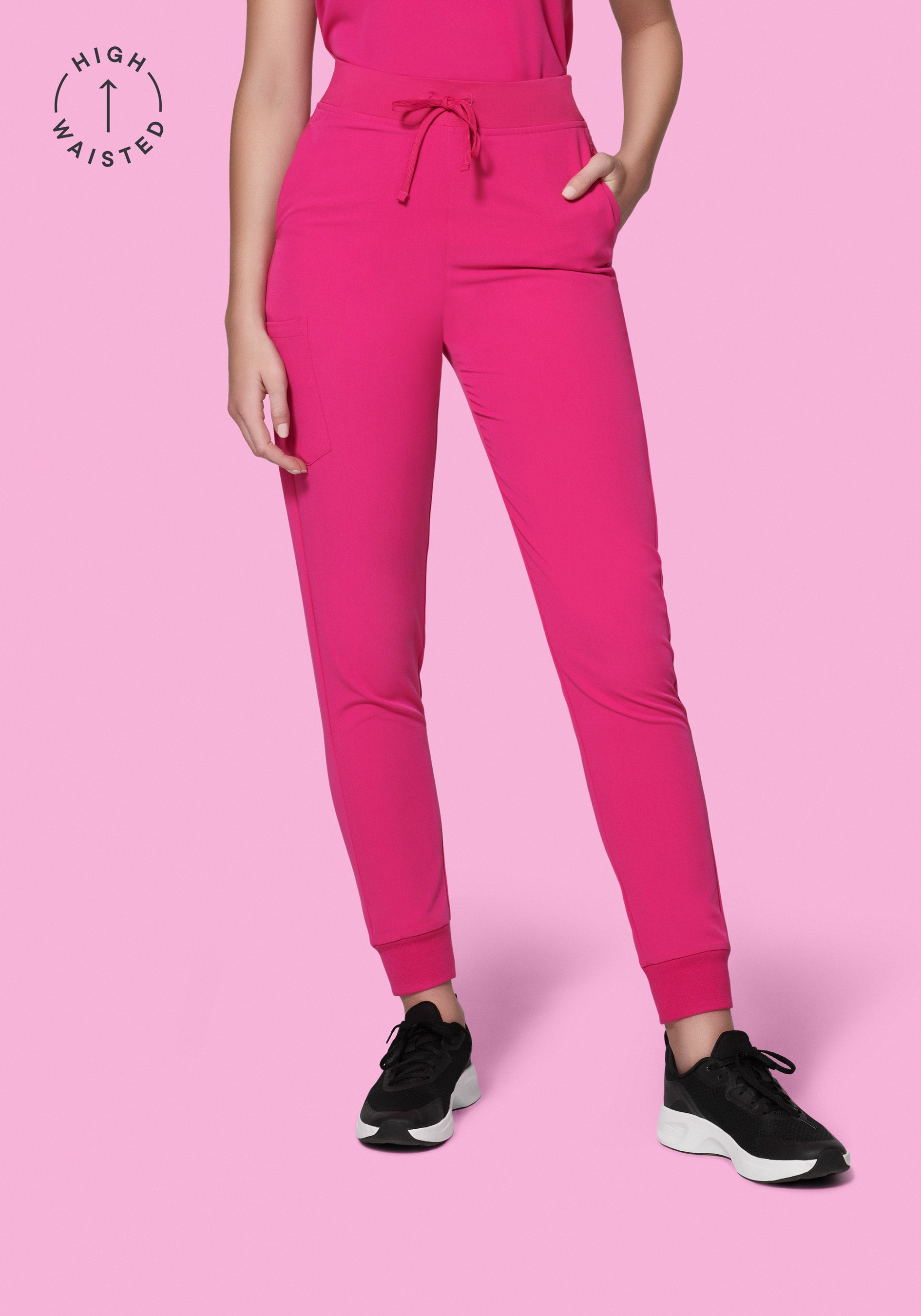 High Waisted Joggers Shocking Pink