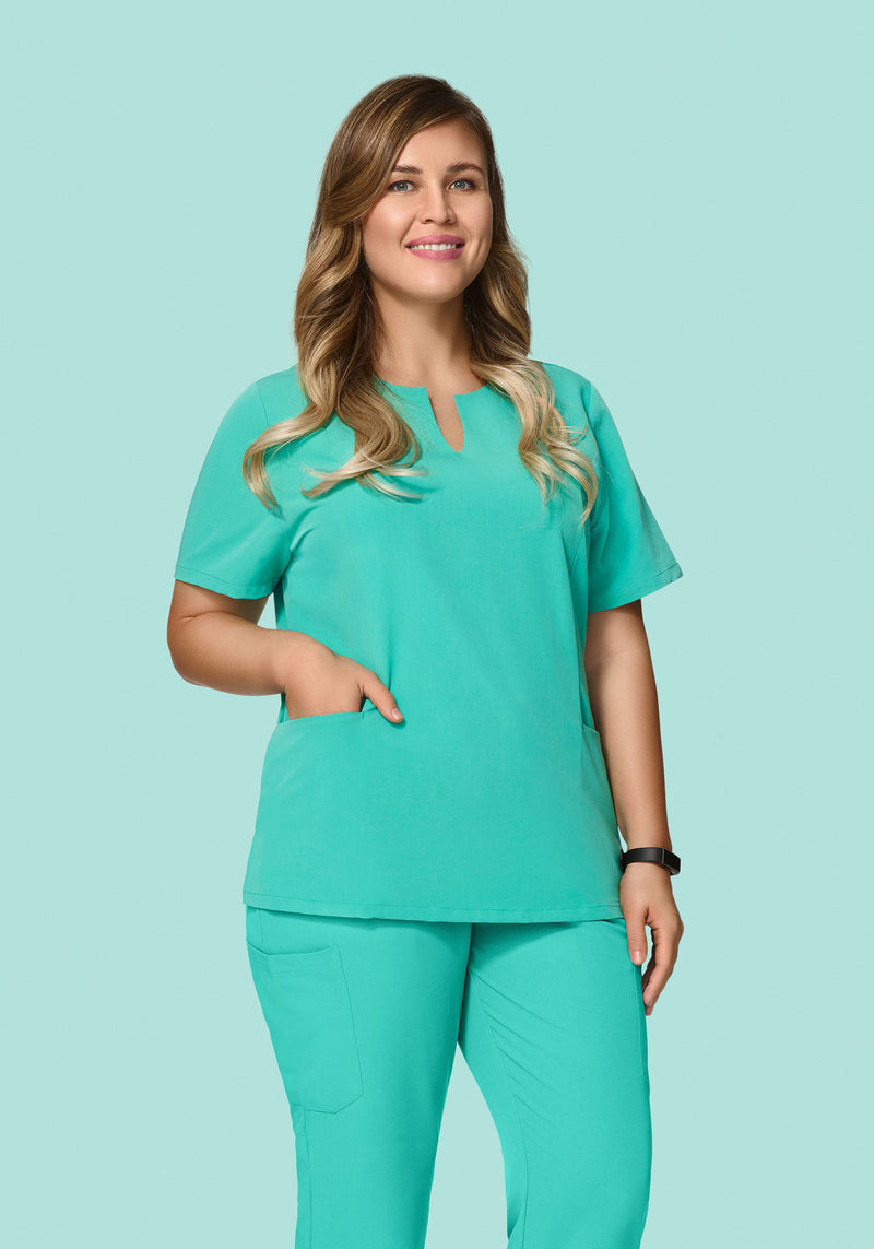 5 Pocket Notch Neck Top Surgical Green