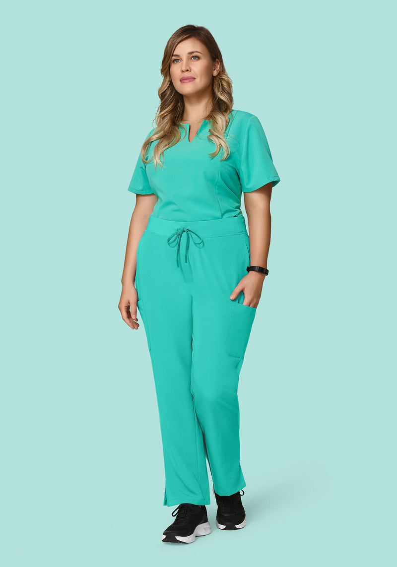 5 Pocket Notch Neck Top Surgical Green