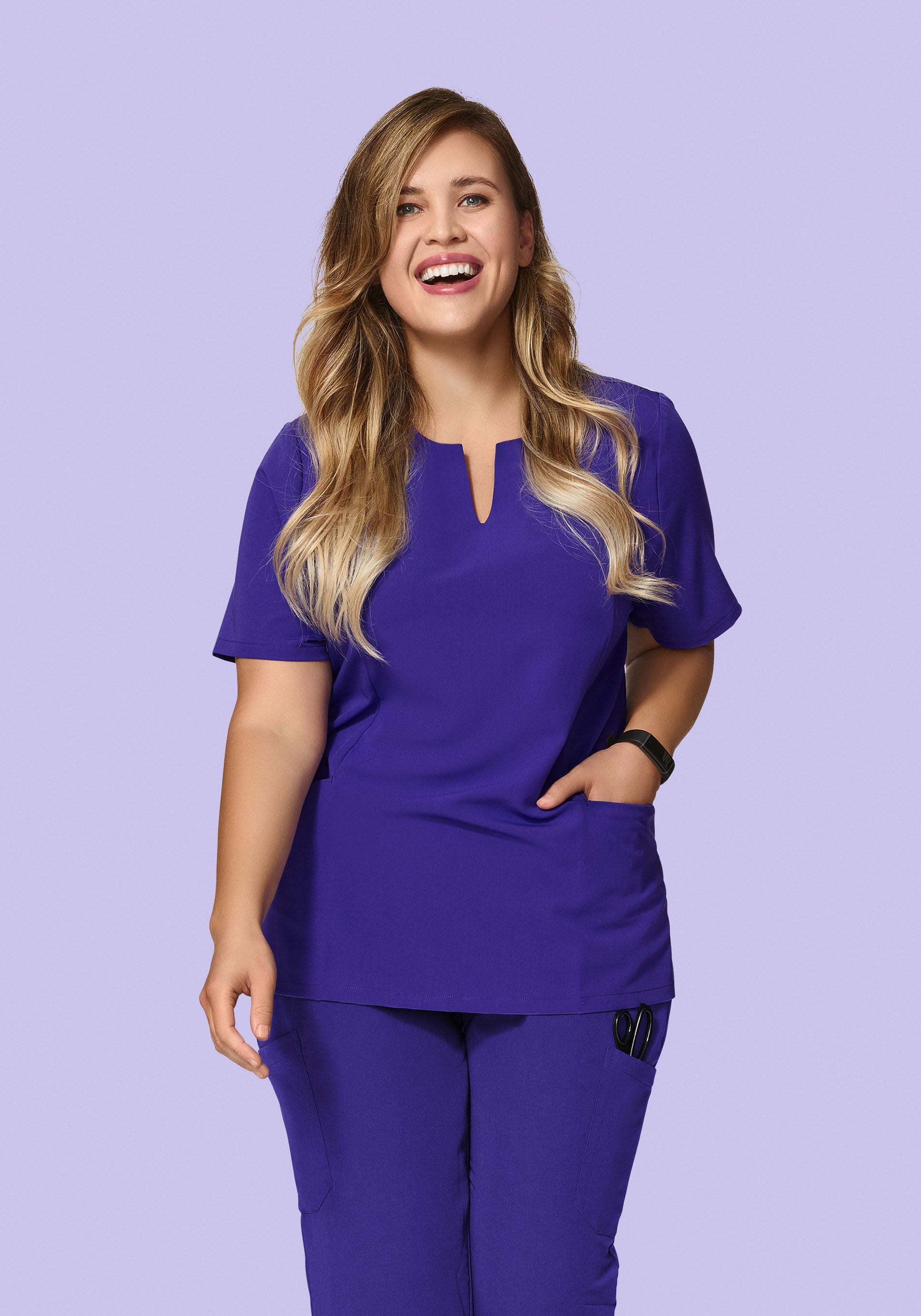 5 Pocket Notch Neck Top True Grape