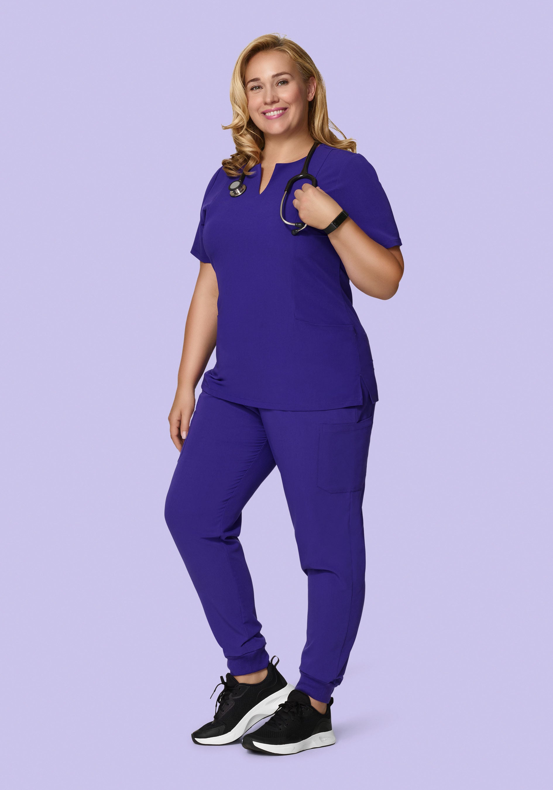5 Pocket Notch Neck Top True Grape