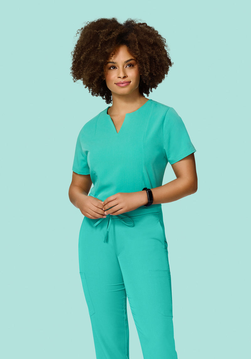 5 Pocket Notch Neck Top Surgical Green