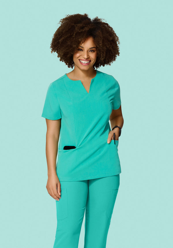 5 Pocket Notch Neck Top Surgical Green