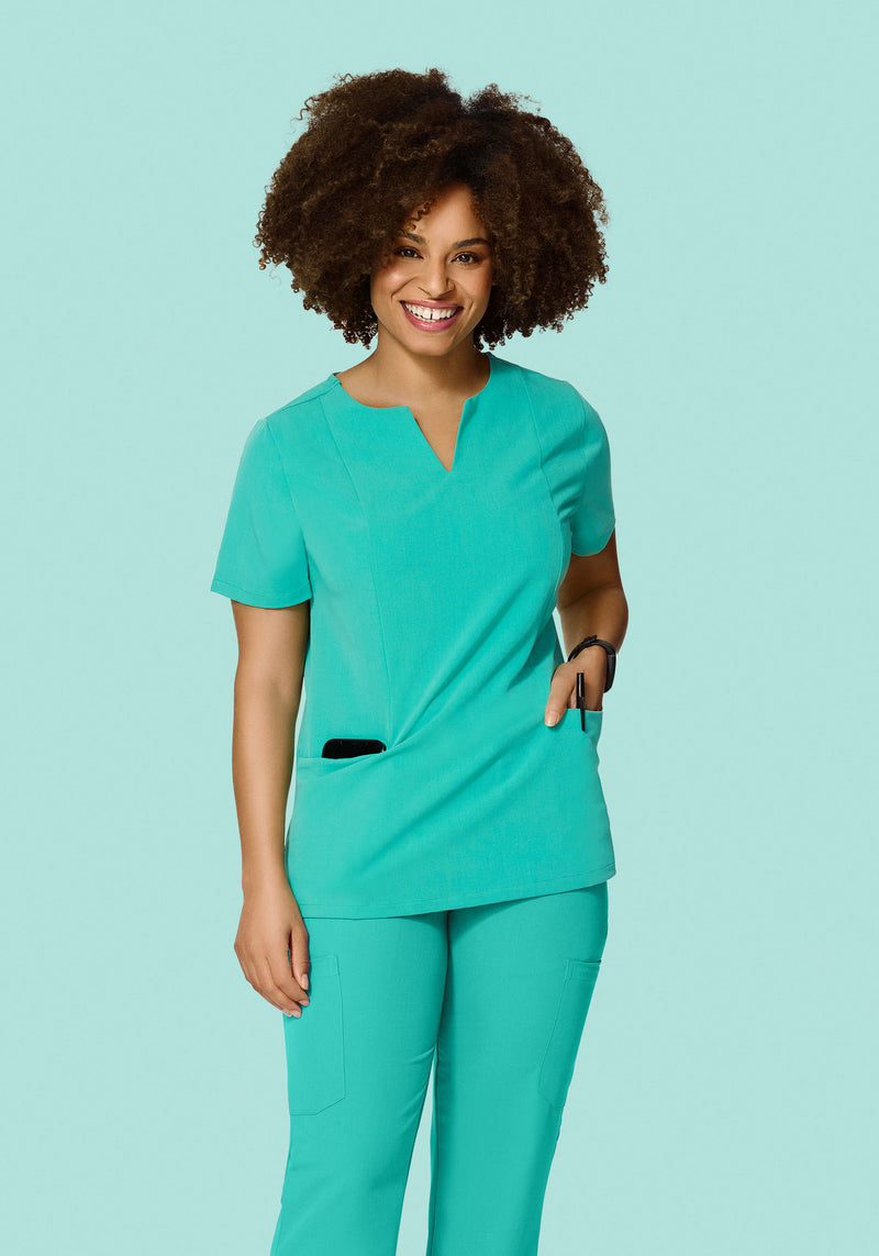 5 Pocket Notch Neck Top Surgical Green