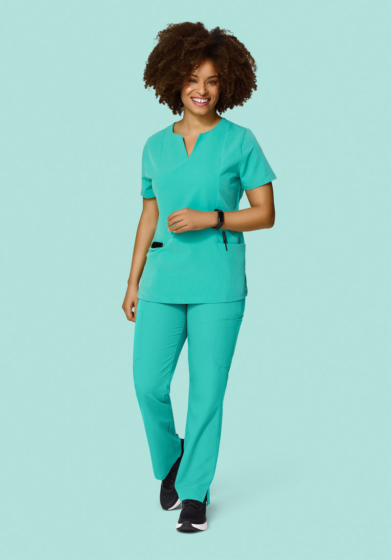 5 Pocket Notch Neck Top Surgical Green