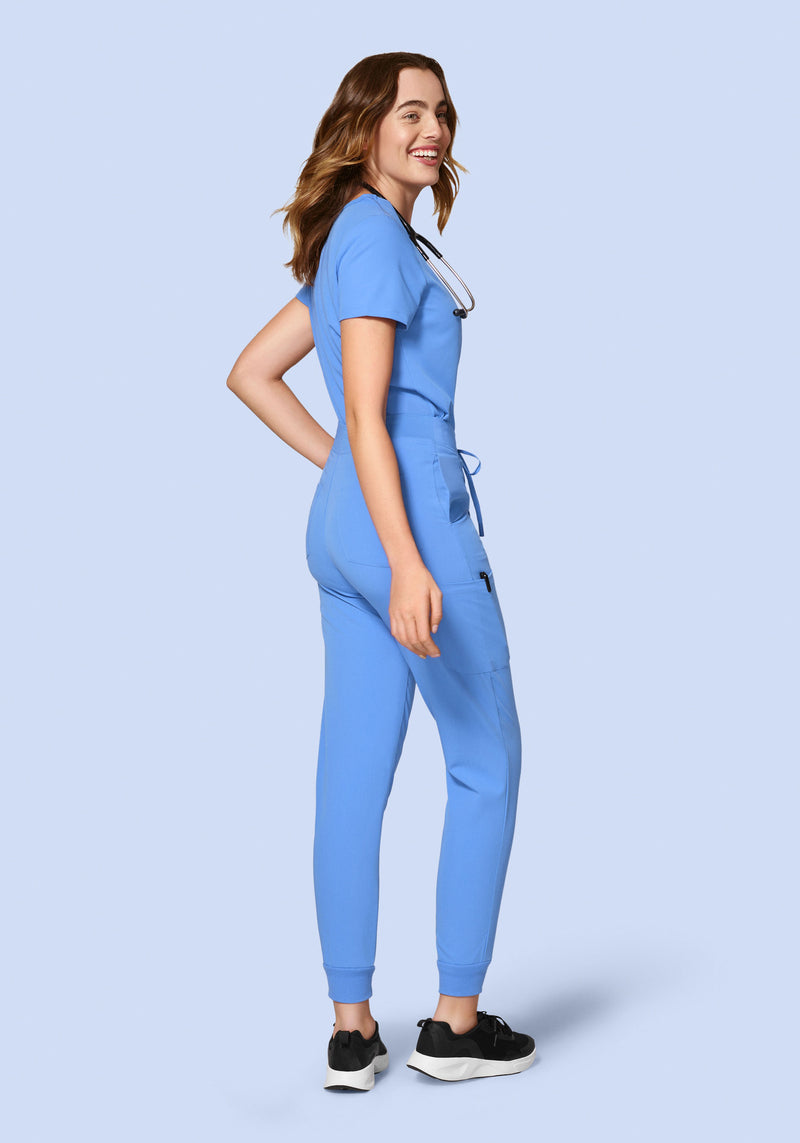 Waist Jogger Scrub Pants Sets High Waisted Joggers Ceil Blue