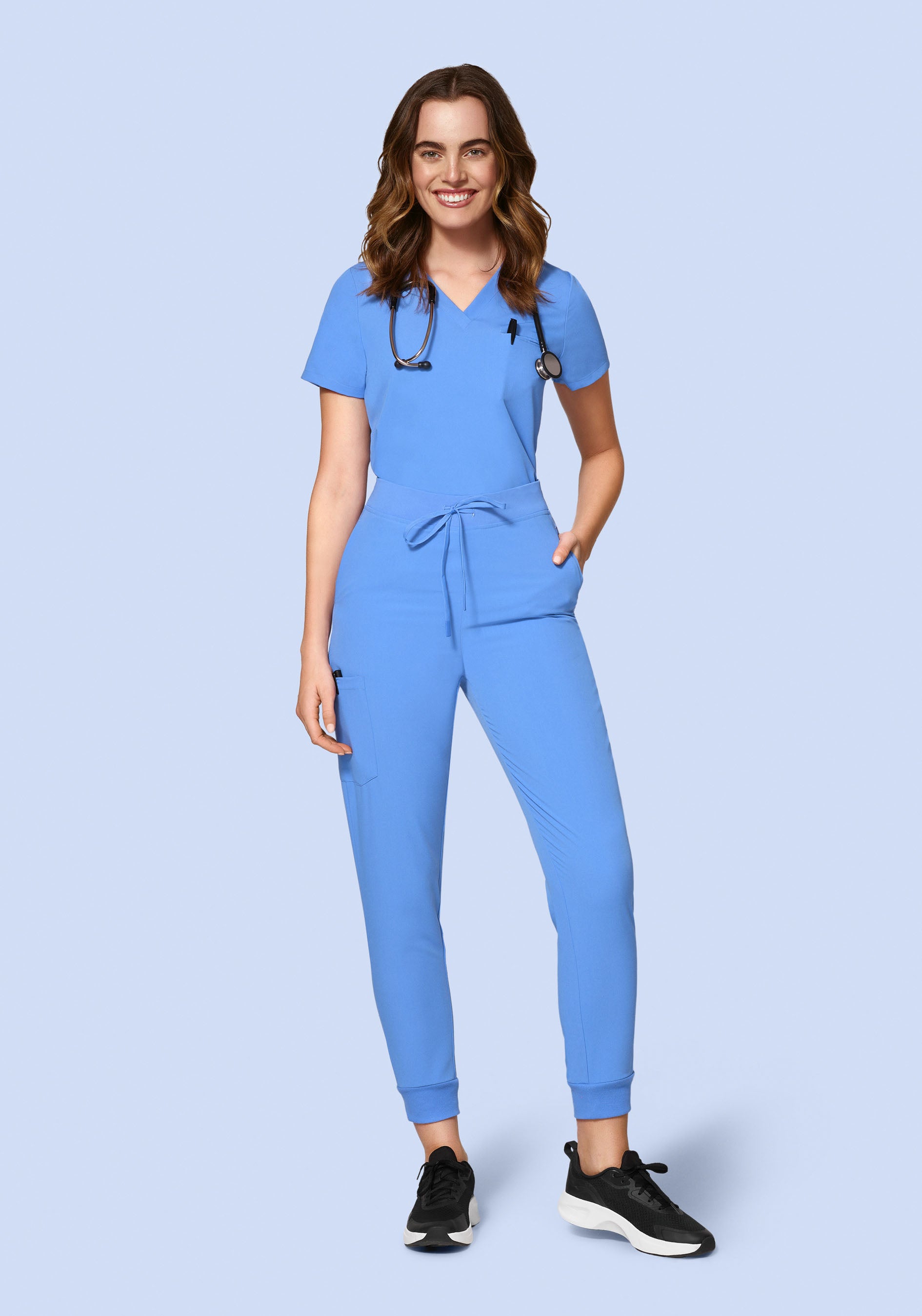 High Waisted Joggers Ceil Blue