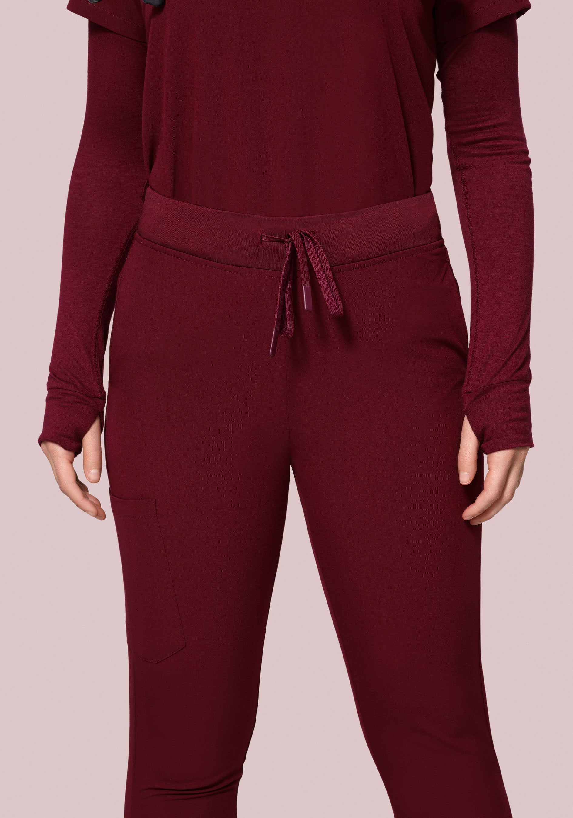 High Waisted Joggers Wine Mandala Scrubs